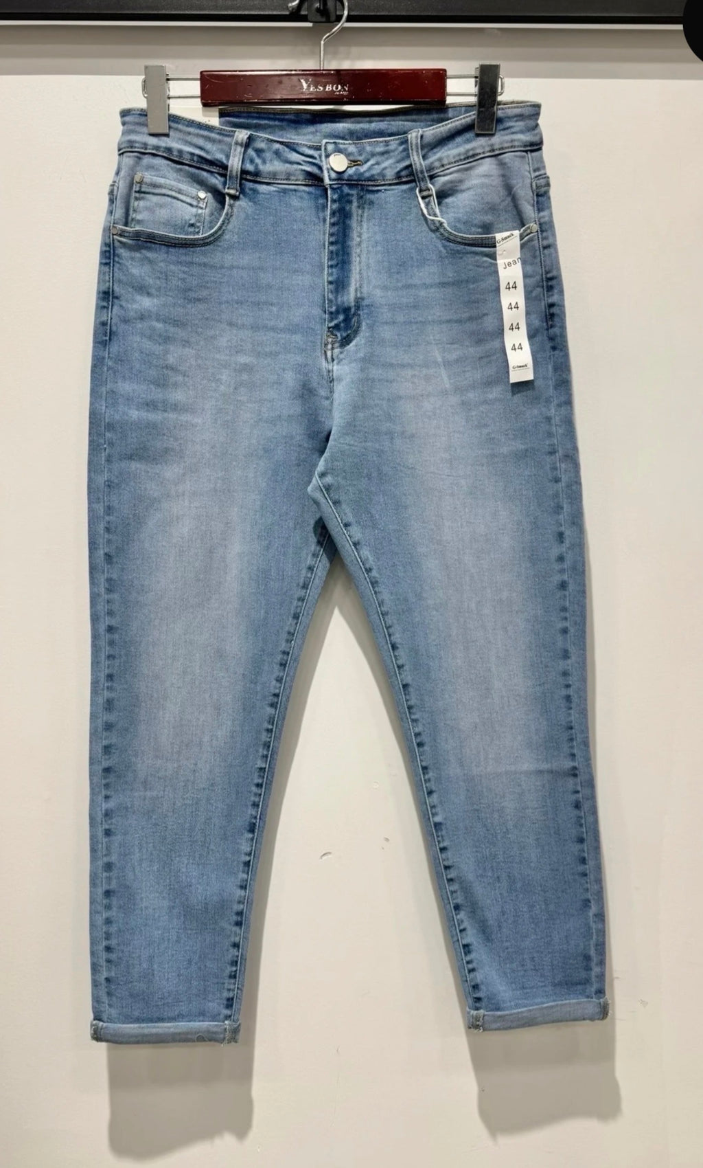 Embroidered mom fit jeans