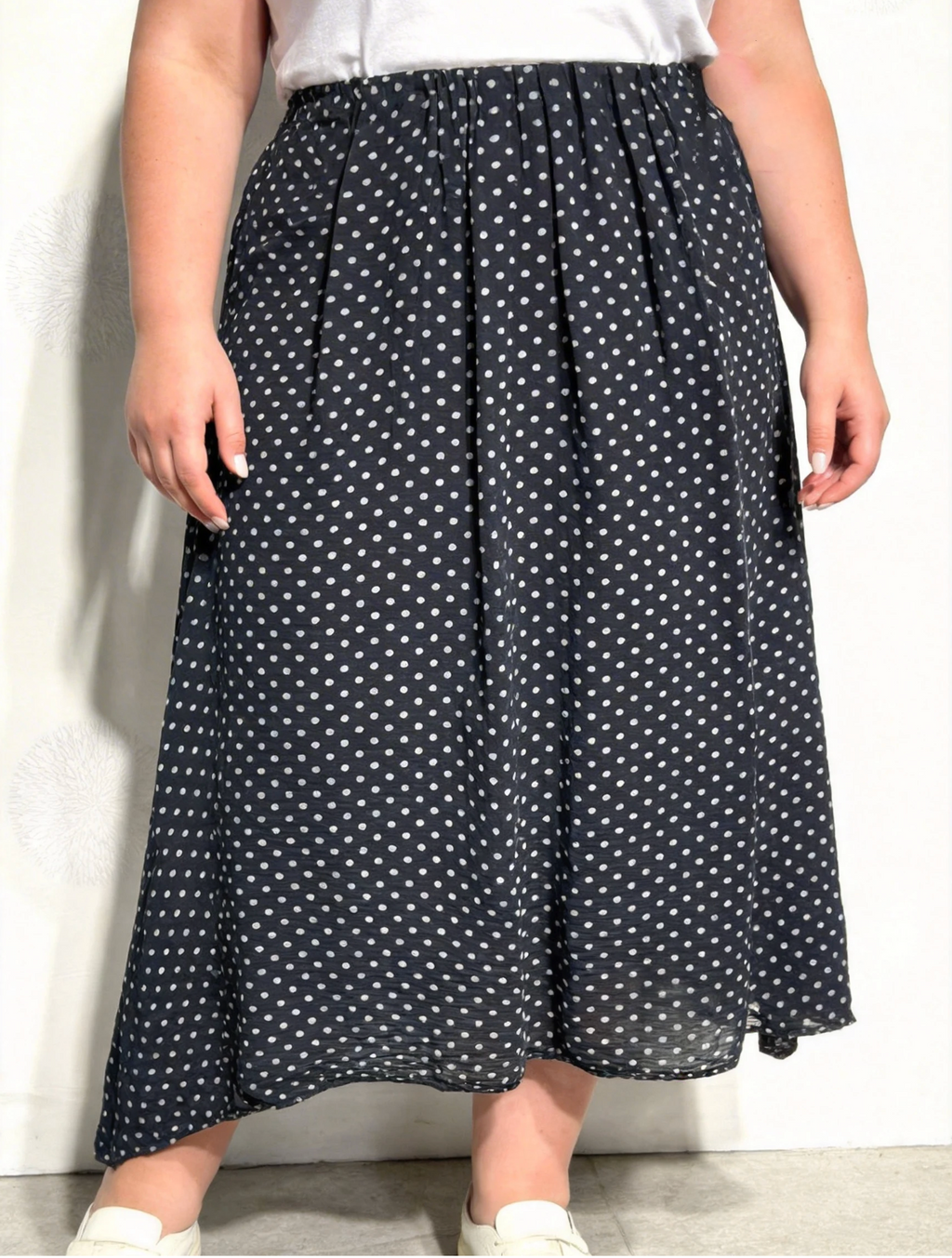 Cotton Polka Dot Skirt Black