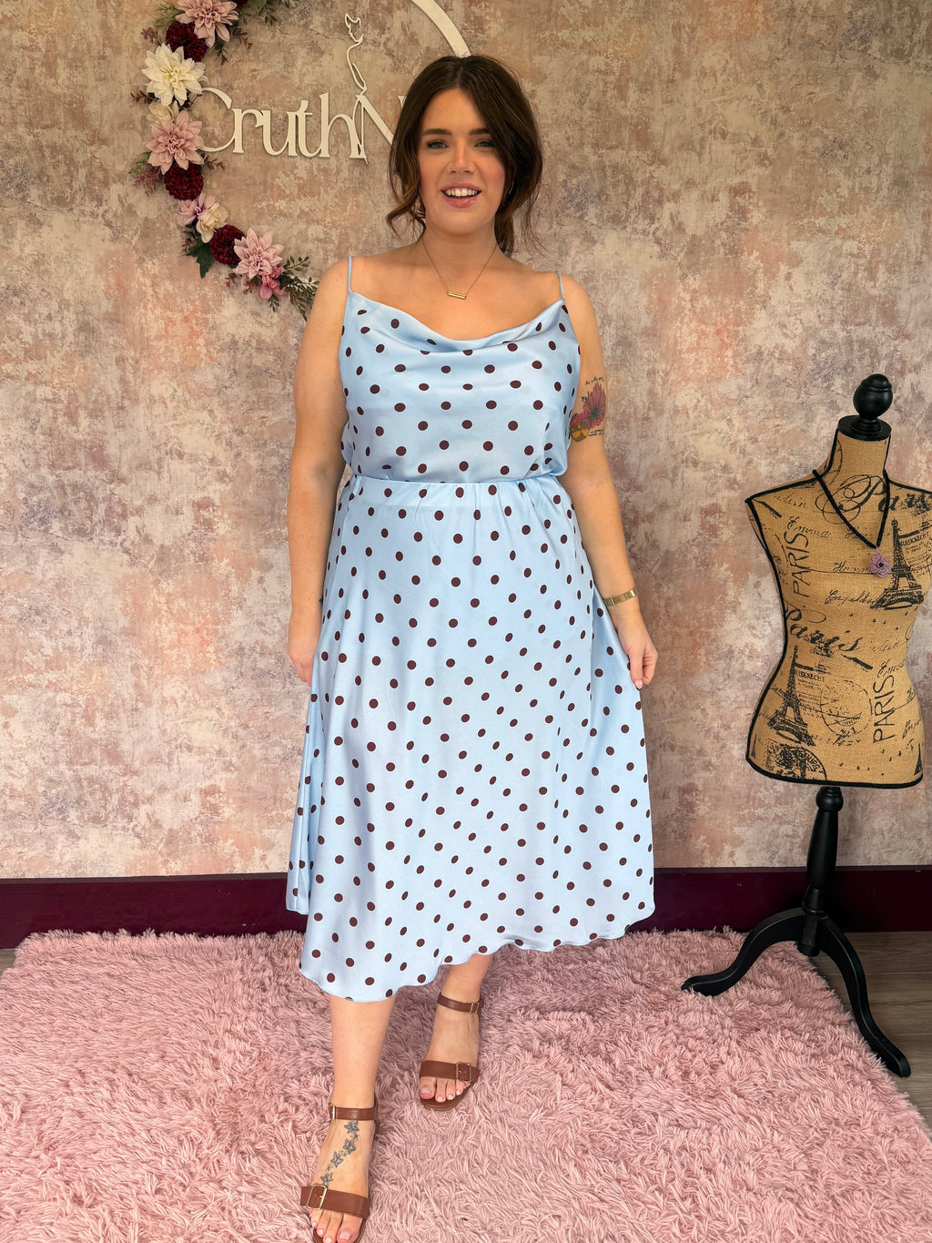 Polka dot skirt Blue & Brown