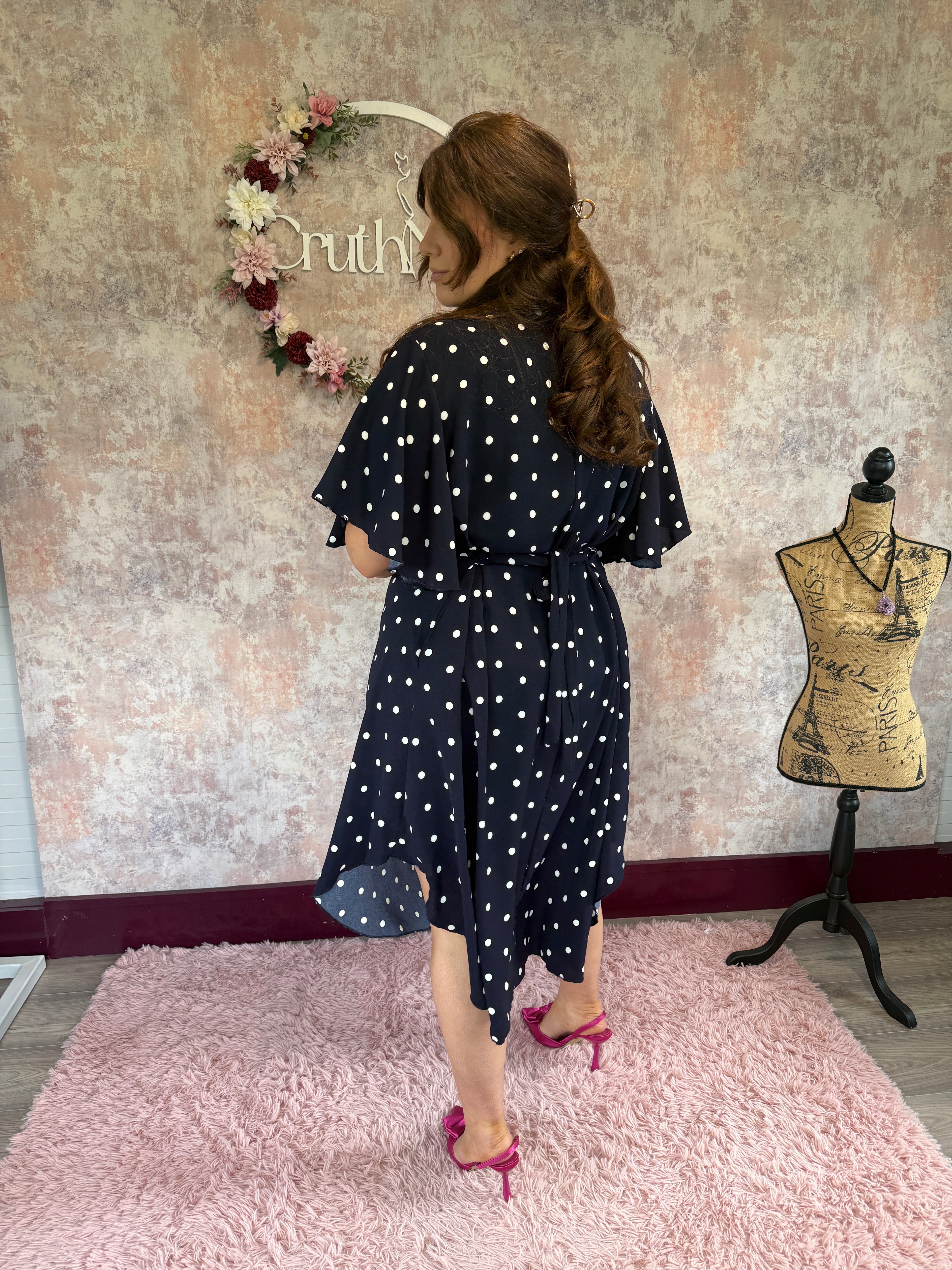 Polka Dot Dress Navy