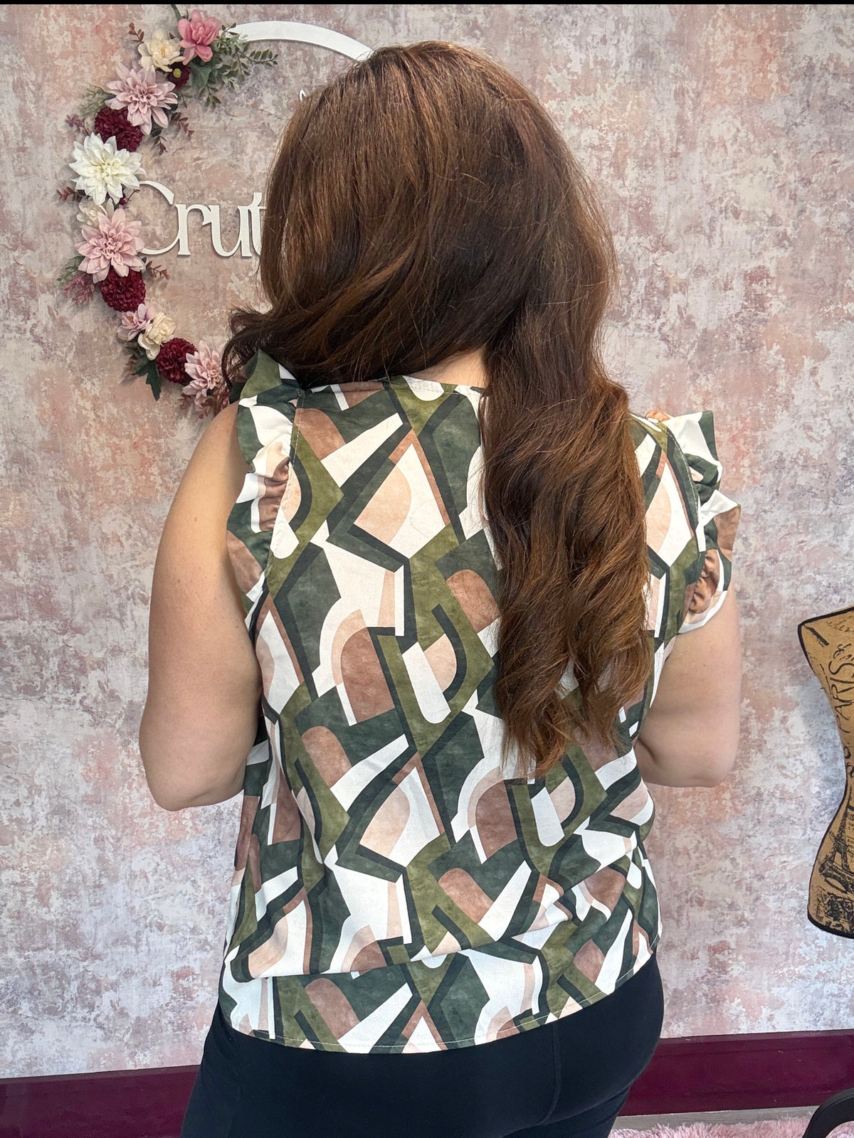 V neck Patterned Blouse