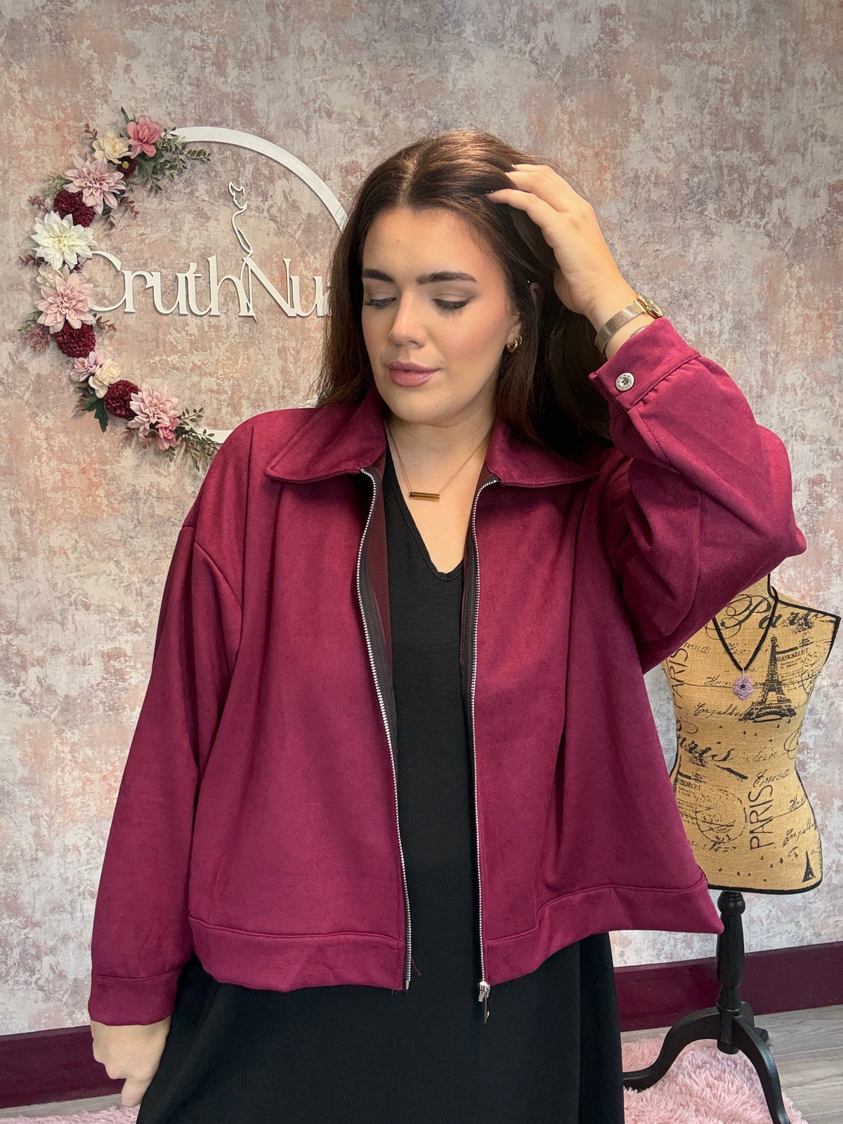 Suede Bomber Style Jacket