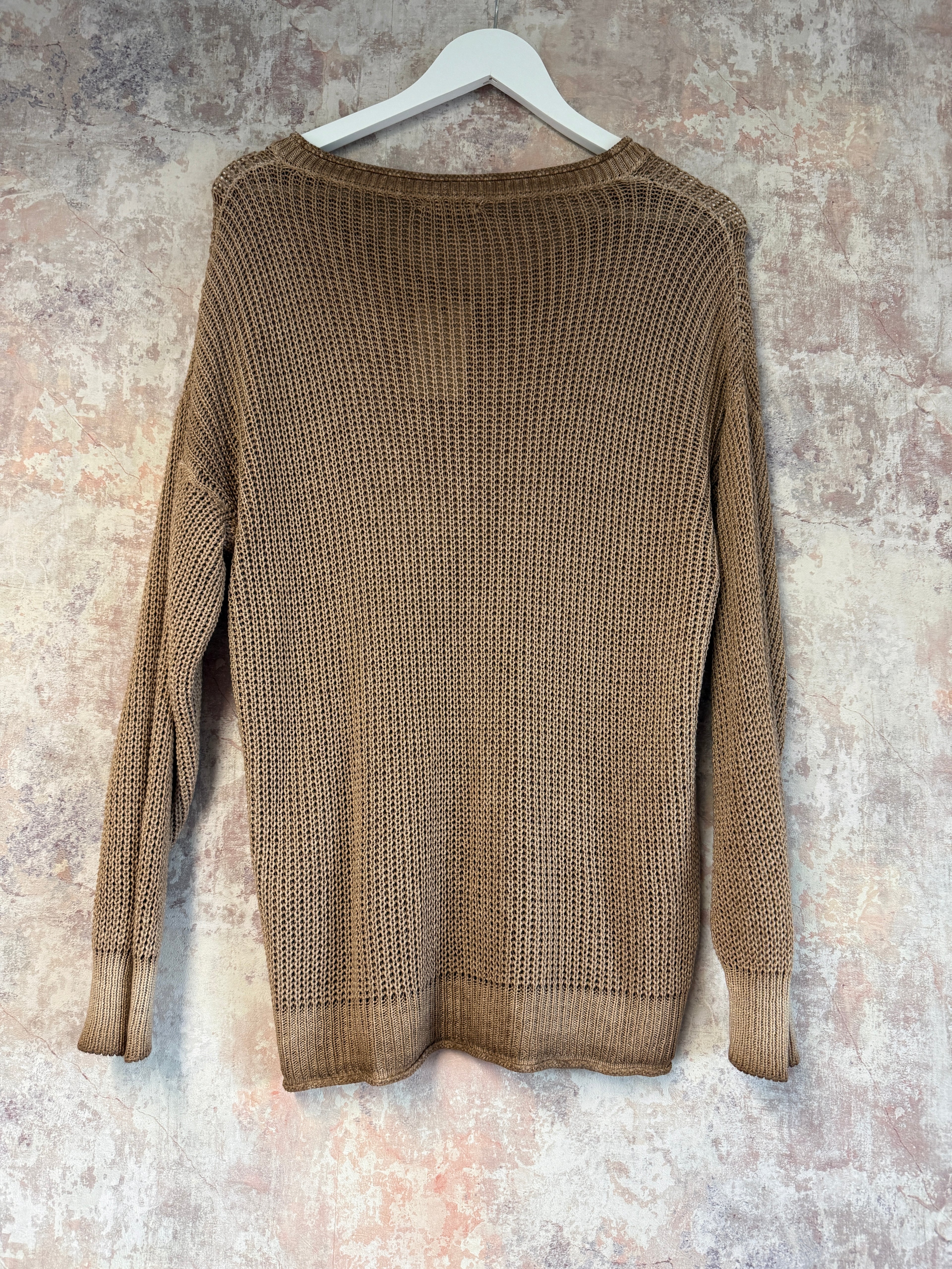 Lightweight V neck Knit Burnt Caramel