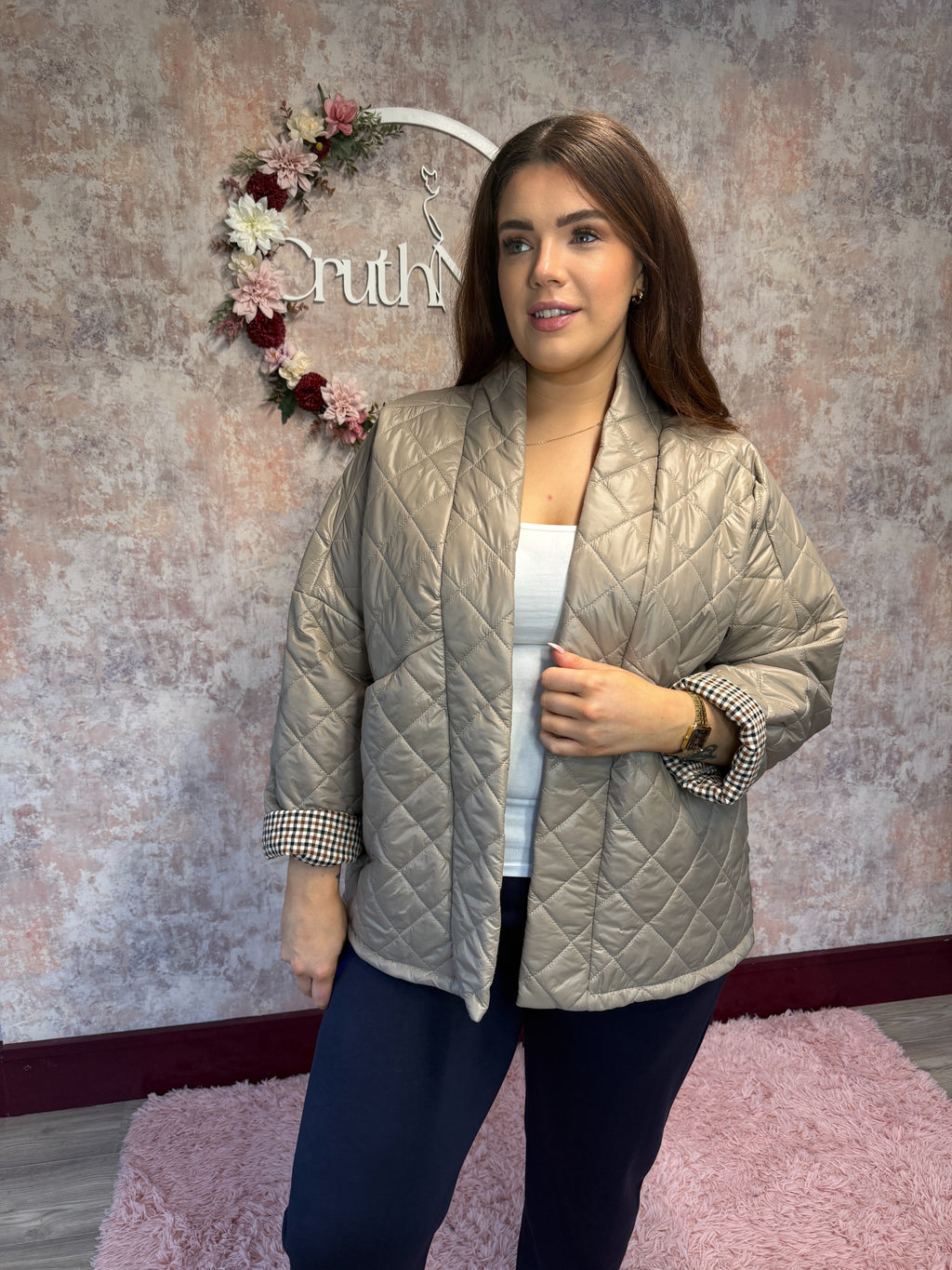 Quilted style jacket Taupe