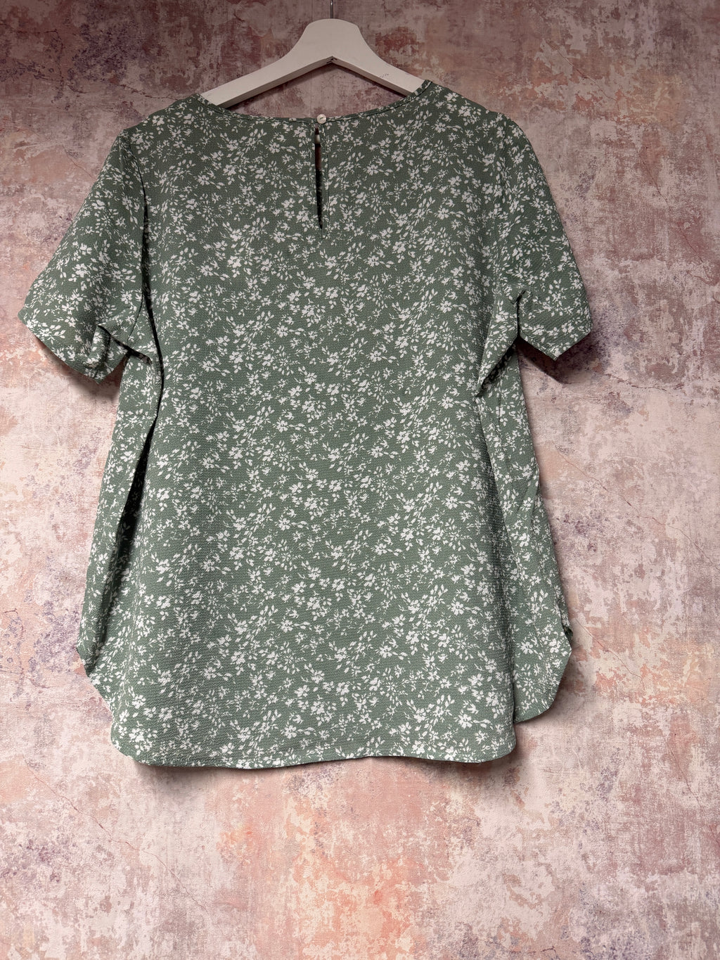 Sage Flower Print Top