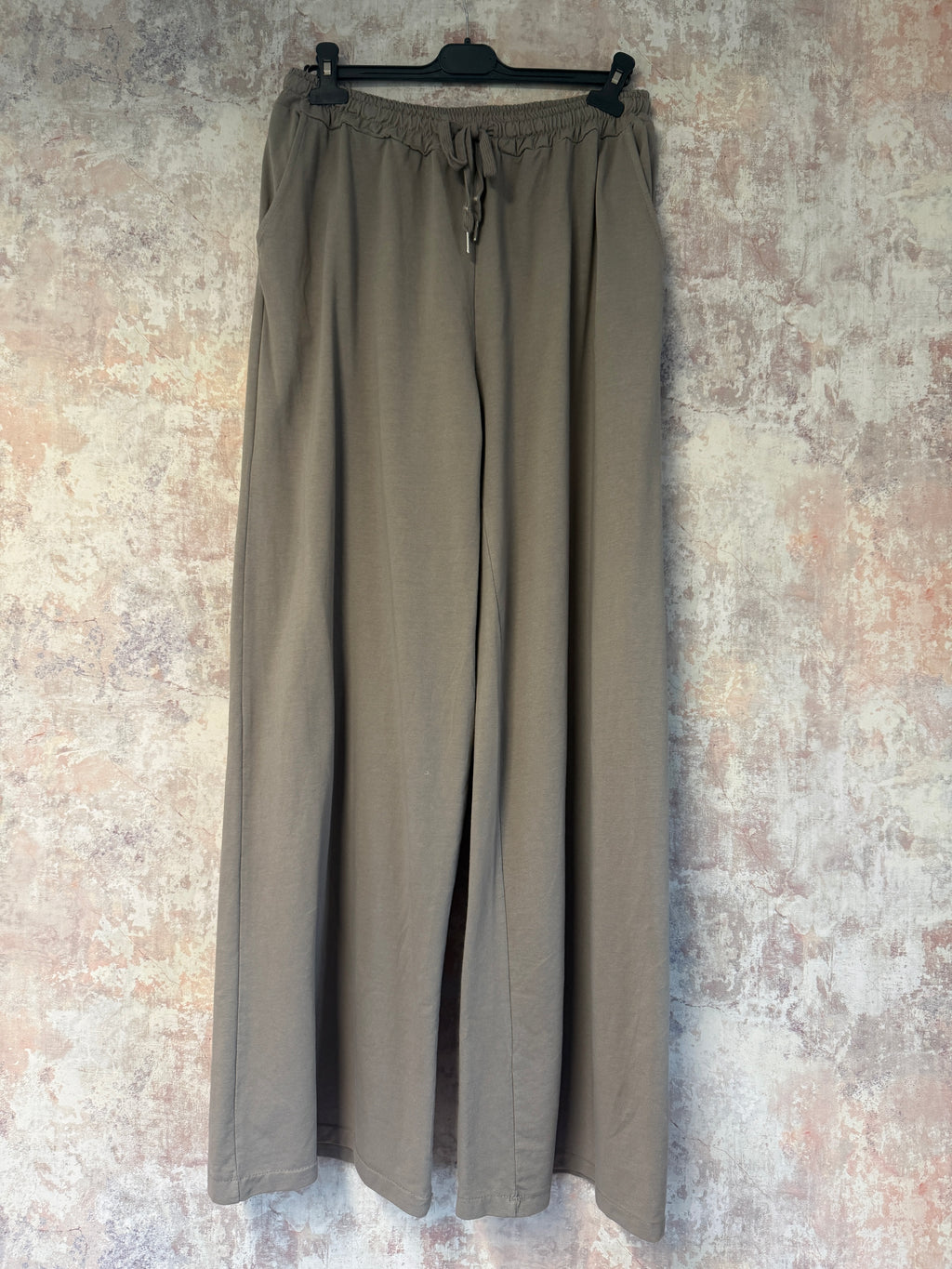 Cotton Straight Leg Trousers Taupe