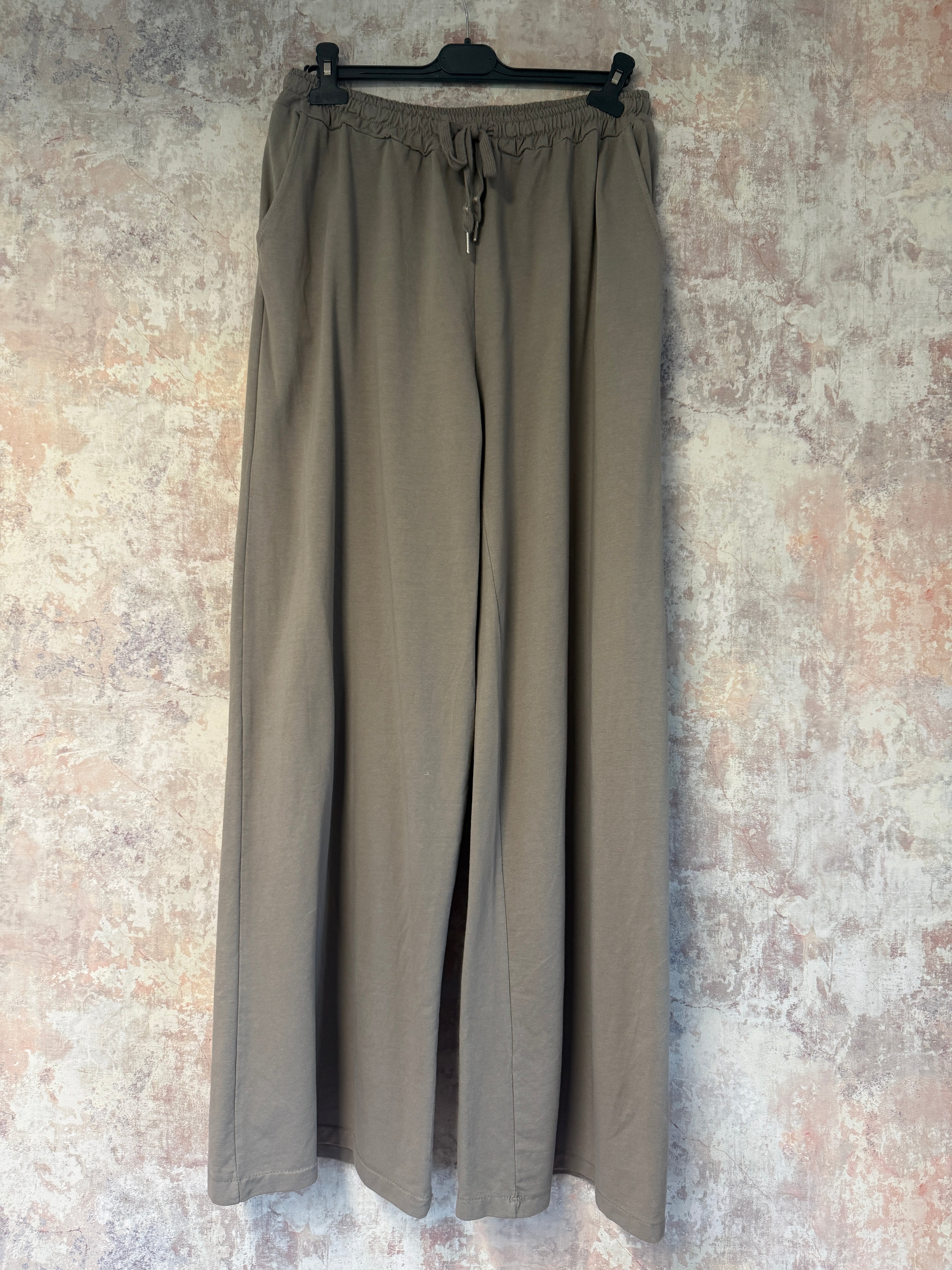 Cotton Straight Leg Trousers Taupe