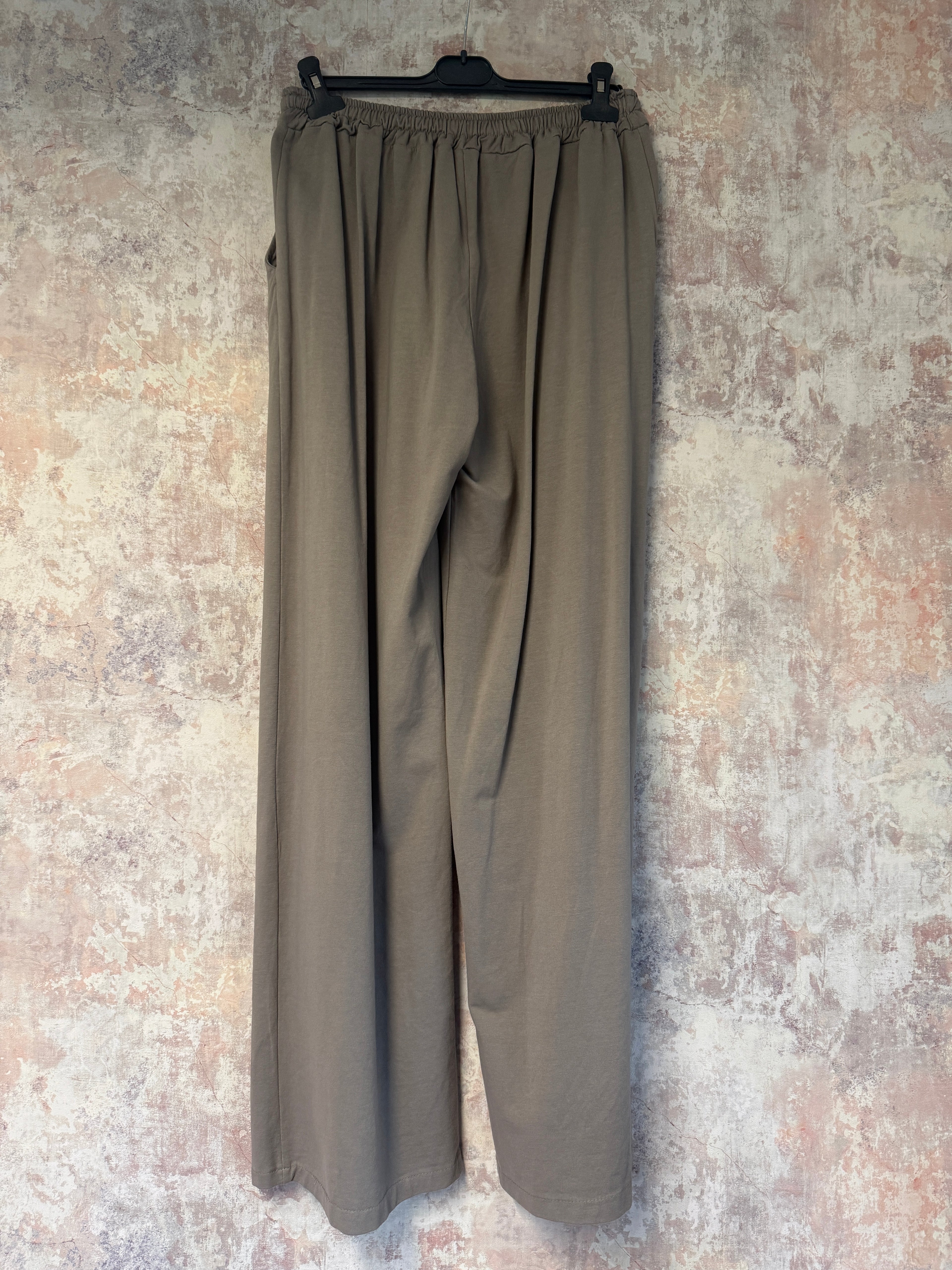 Cotton Straight Leg Trousers Taupe