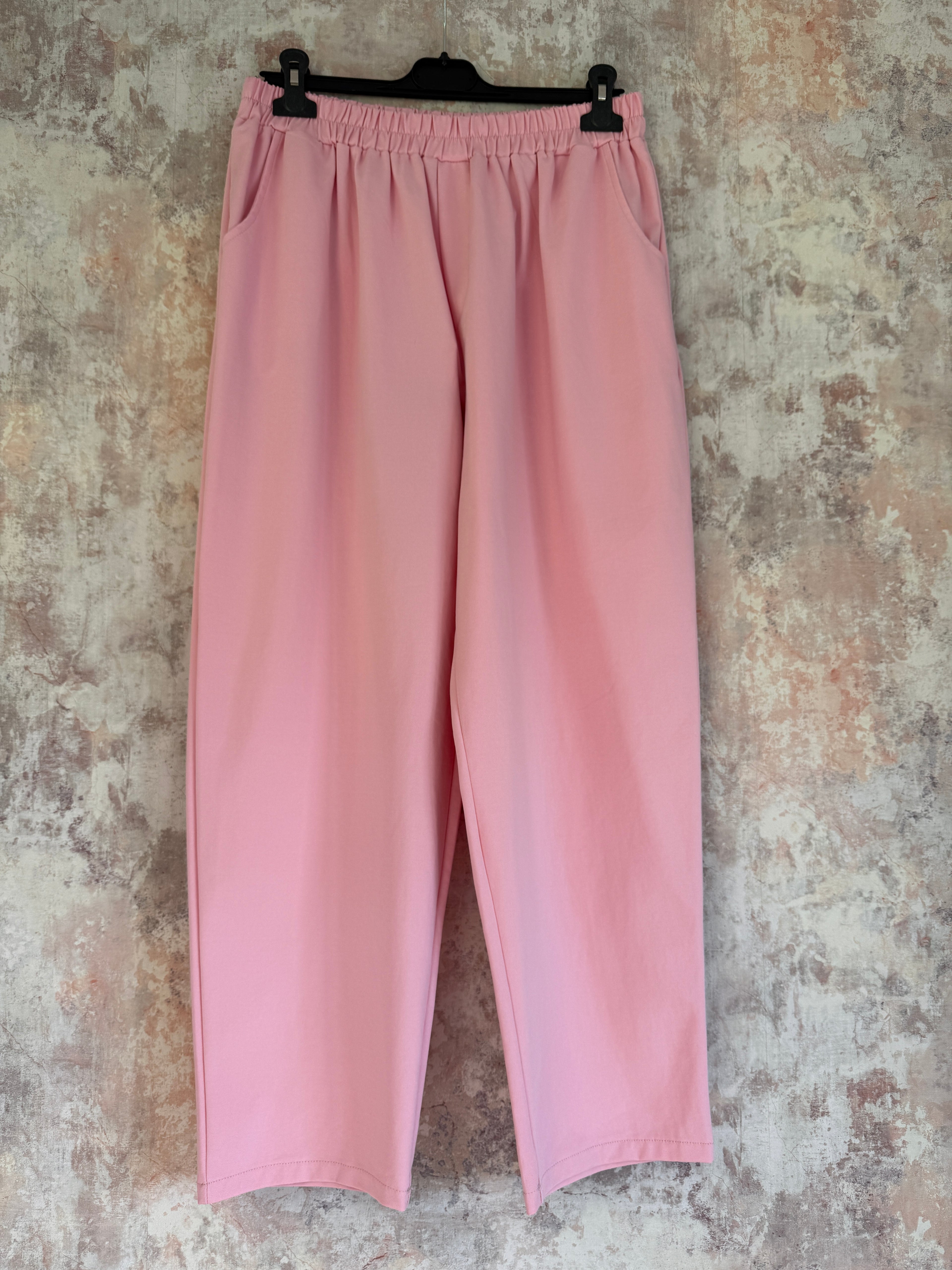 "I can do it all" Stretch Scuba Trousers Baby Pink
