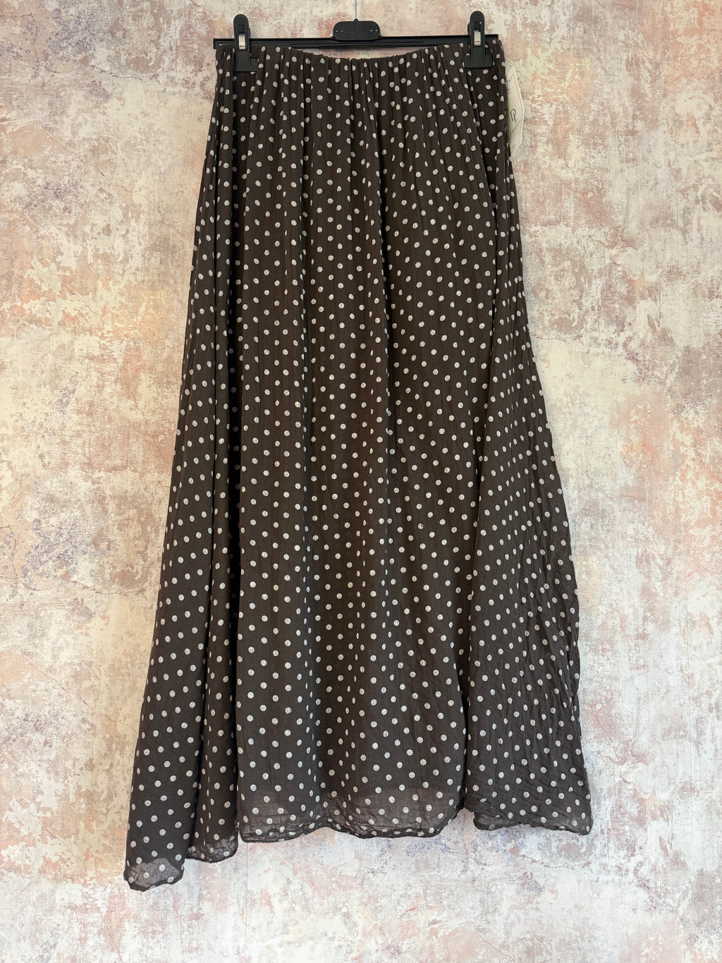 Cotton Polka Dot Skirt Brown