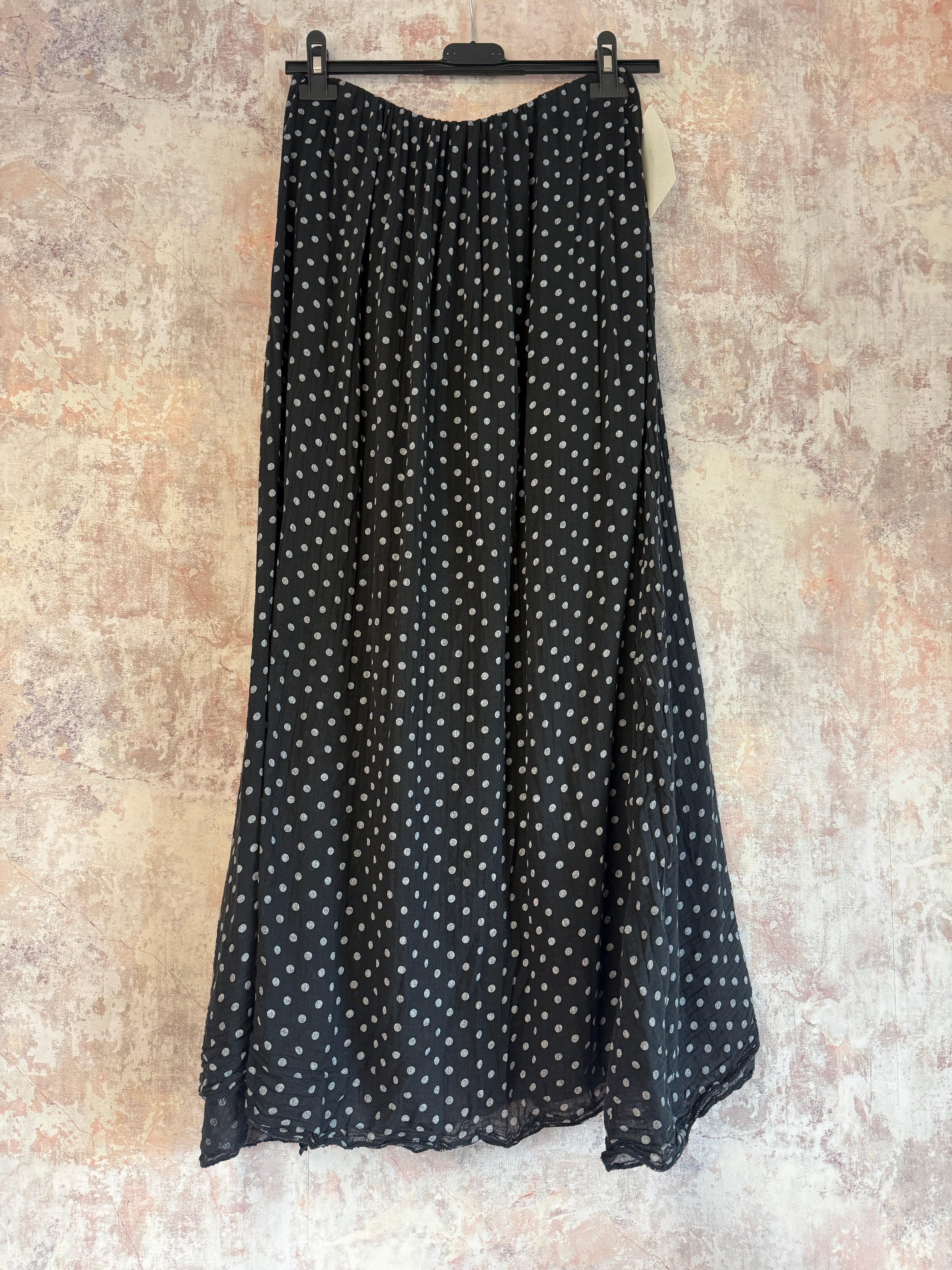 Cotton Polka Dot Skirt Black