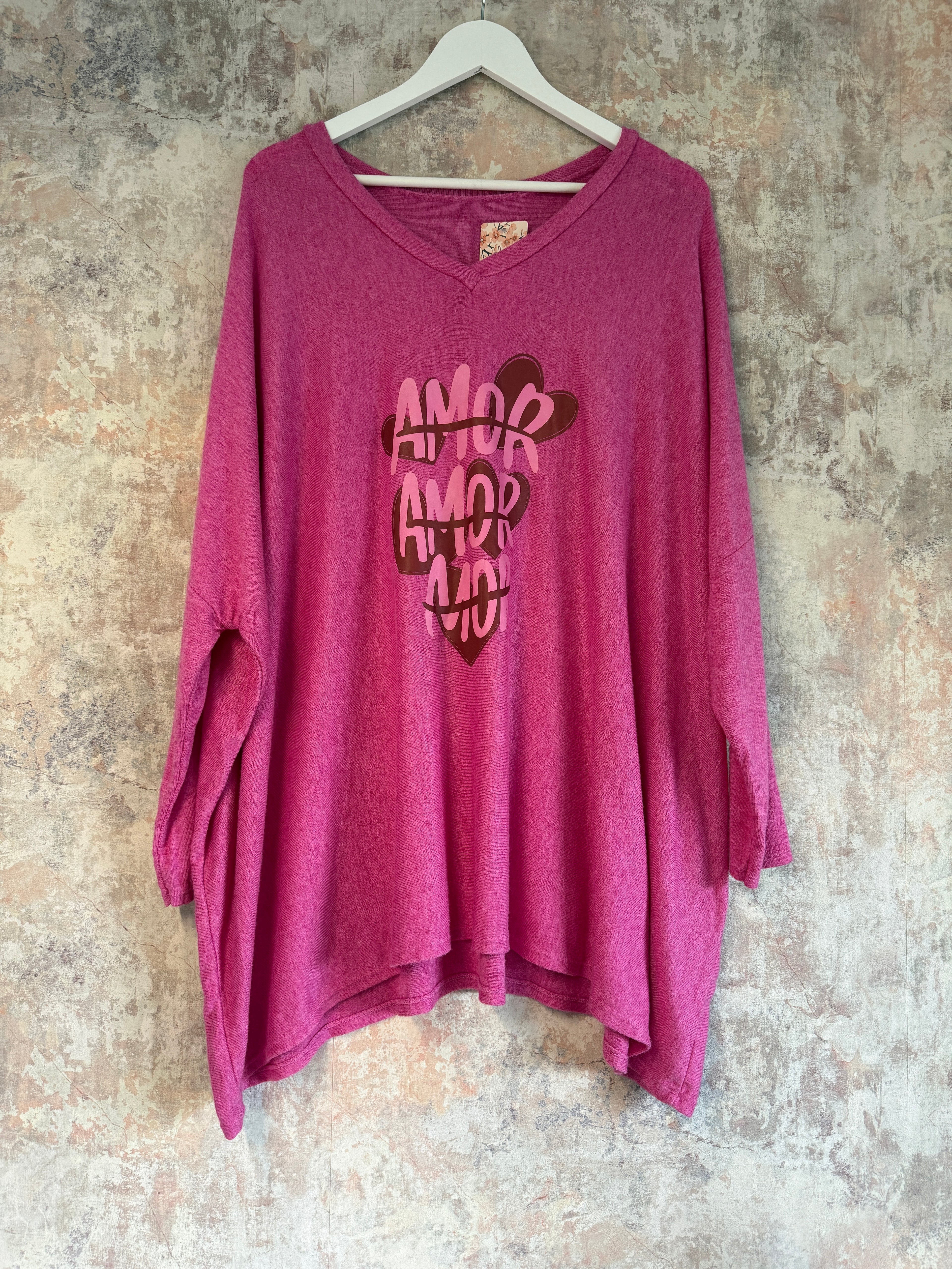 Cupids Kiss Knit Top Hot pink