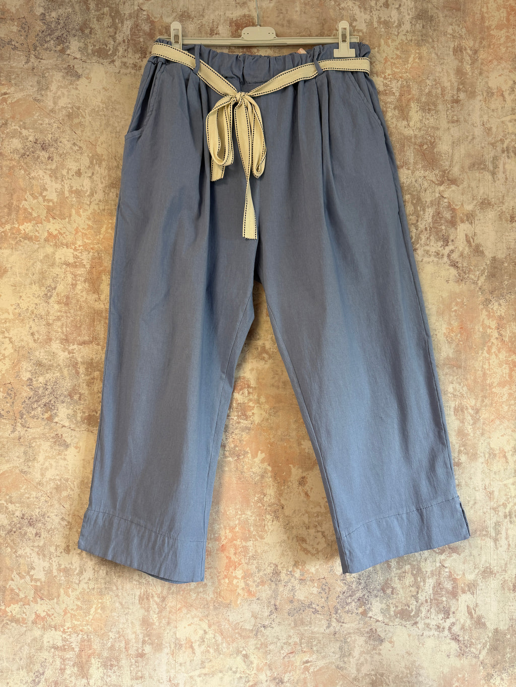 Cotton Capri Trousers Blue
