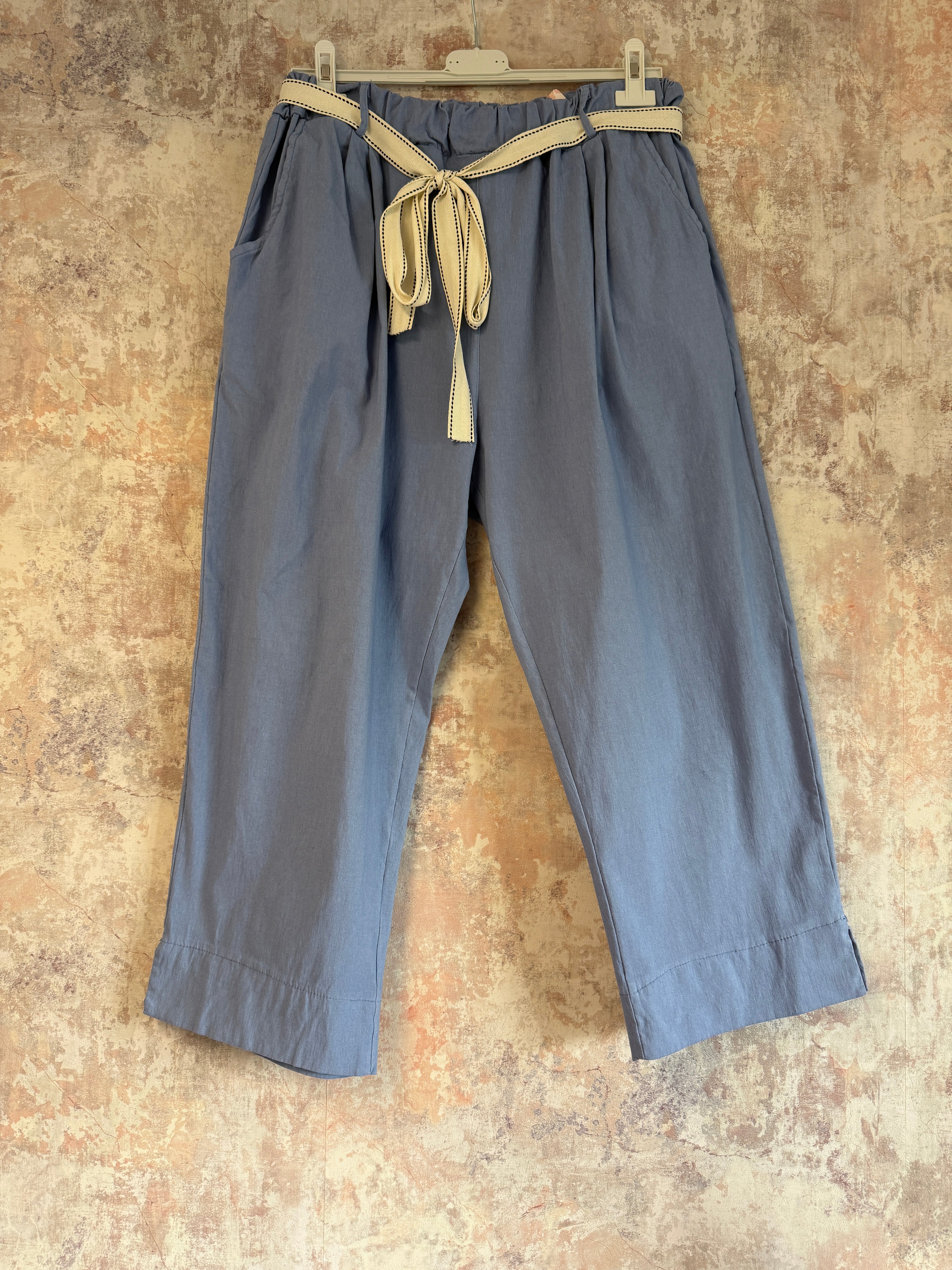 Cotton Capri Trousers Blue