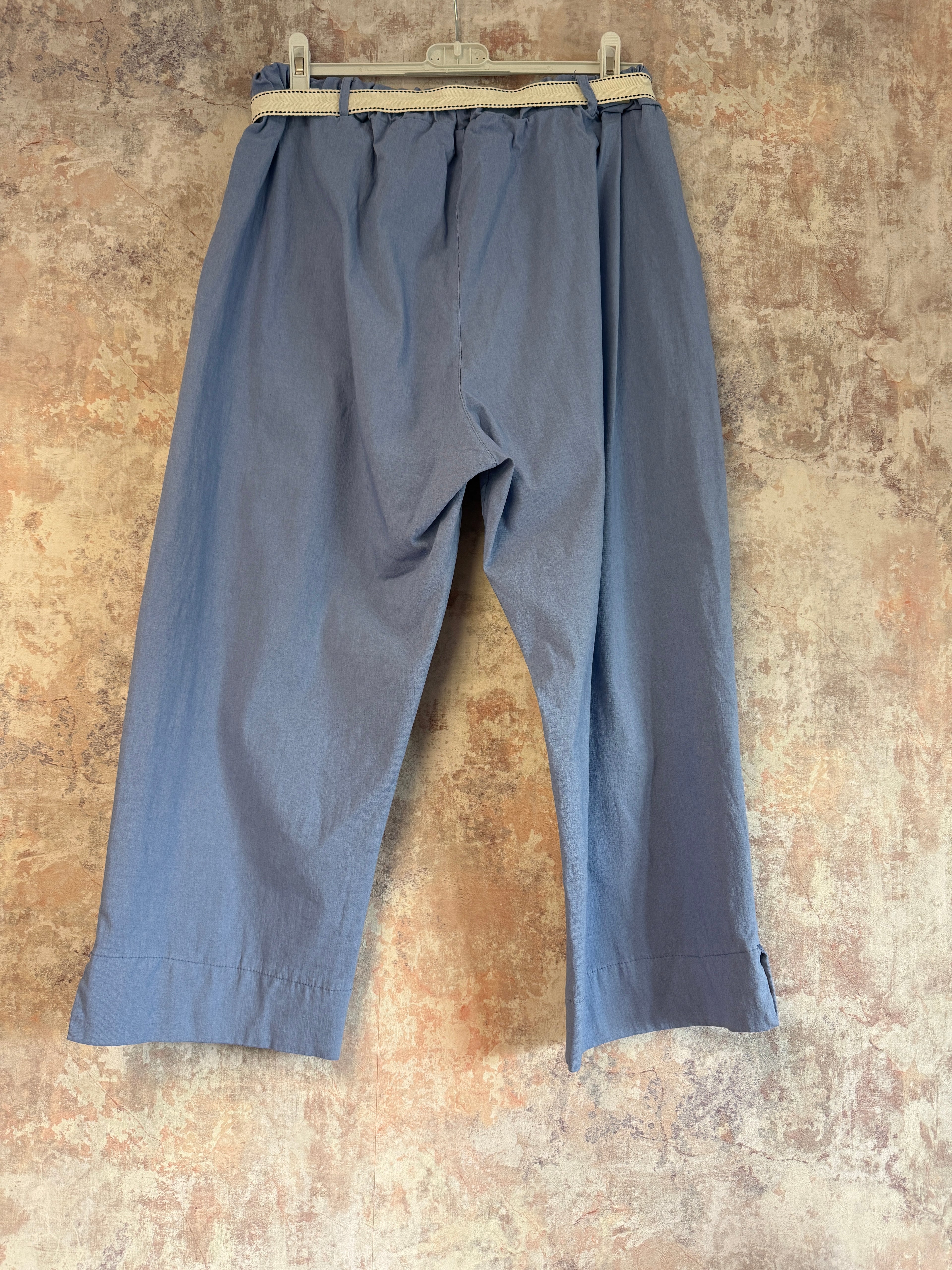 Cotton Capri Trousers Blue