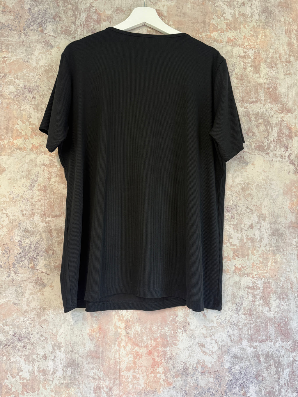 Ribbed square neck top black