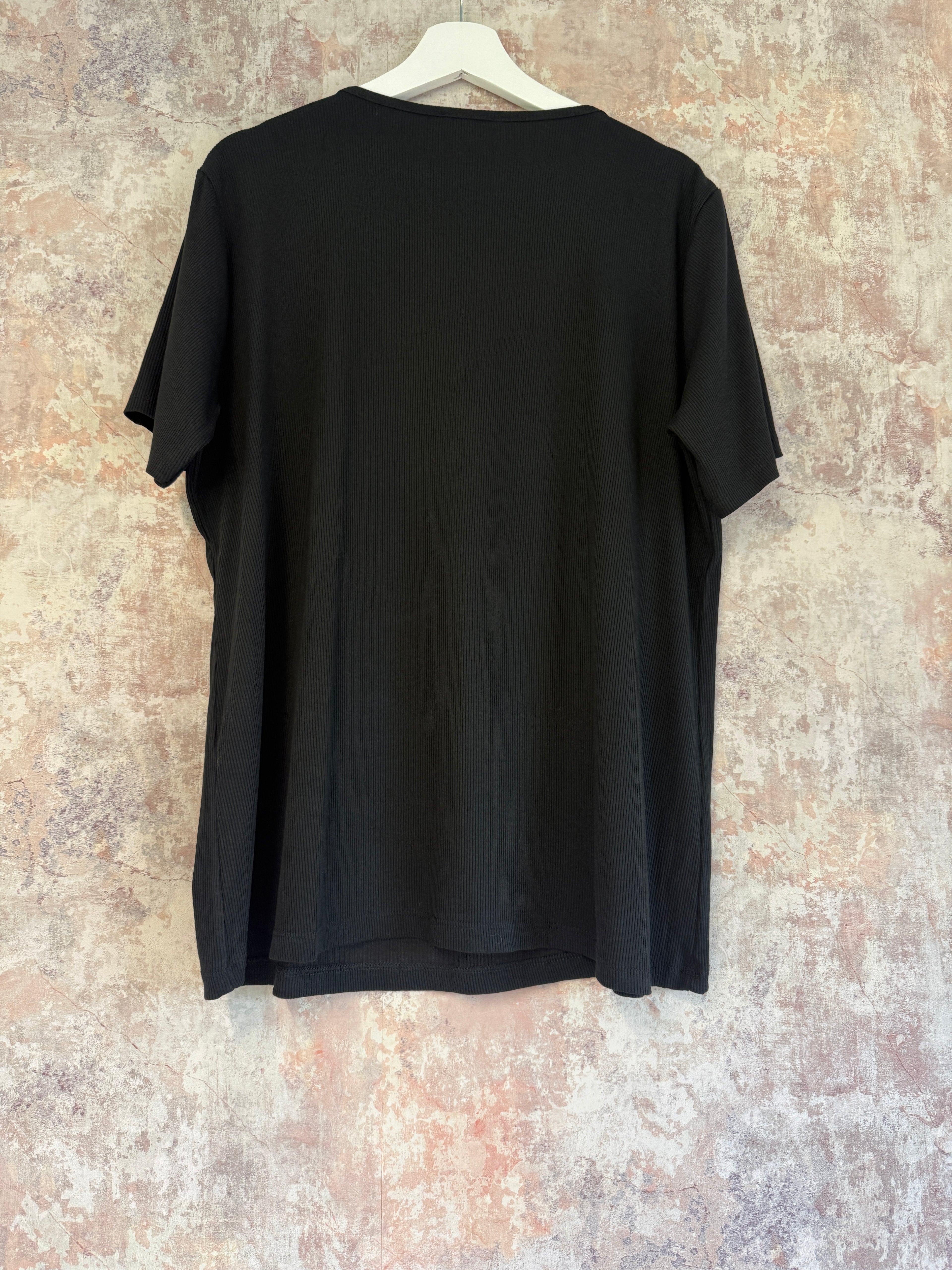 Ribbed square neck top black