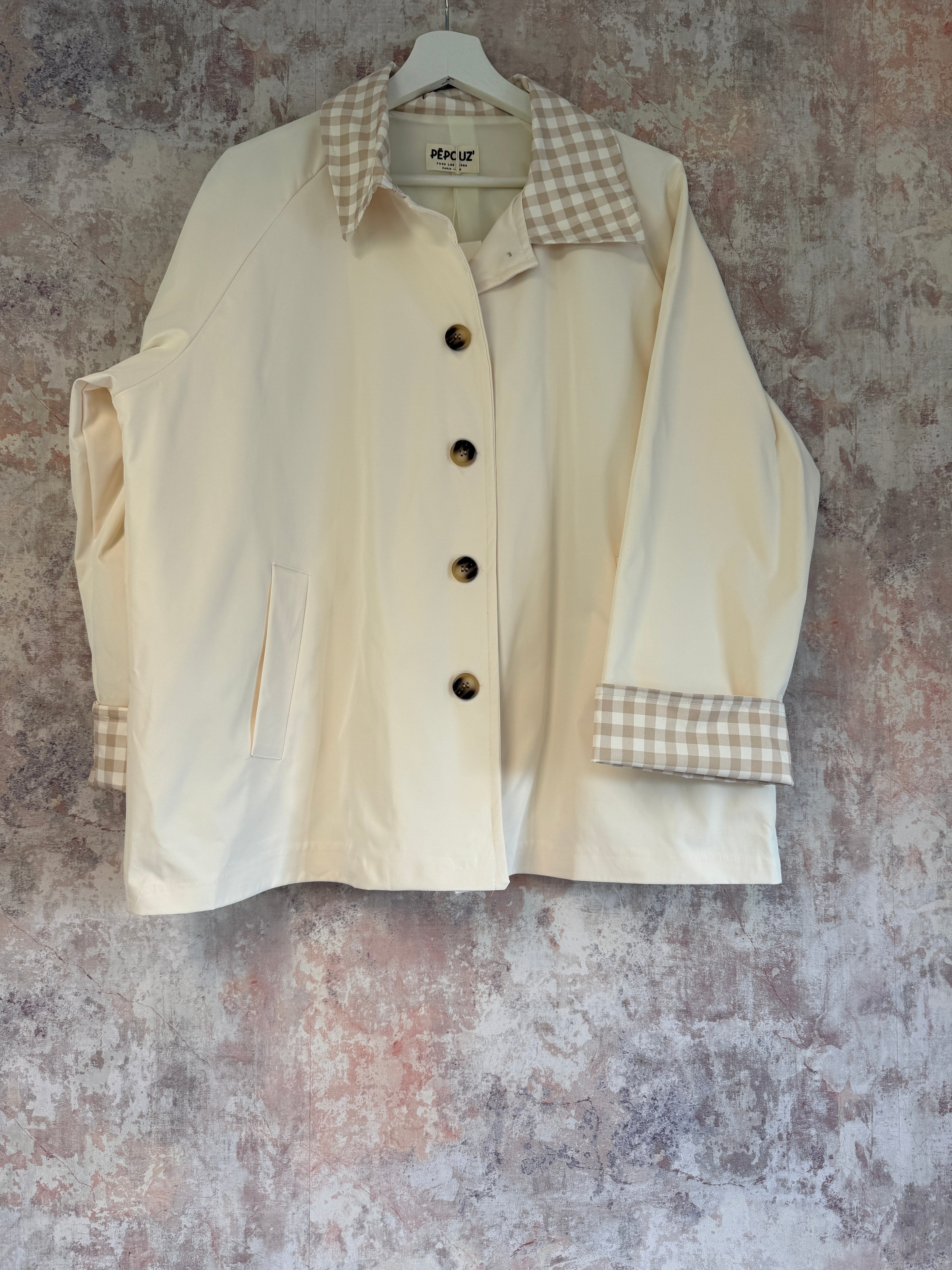 "Gimme Gingham" Trench Beige