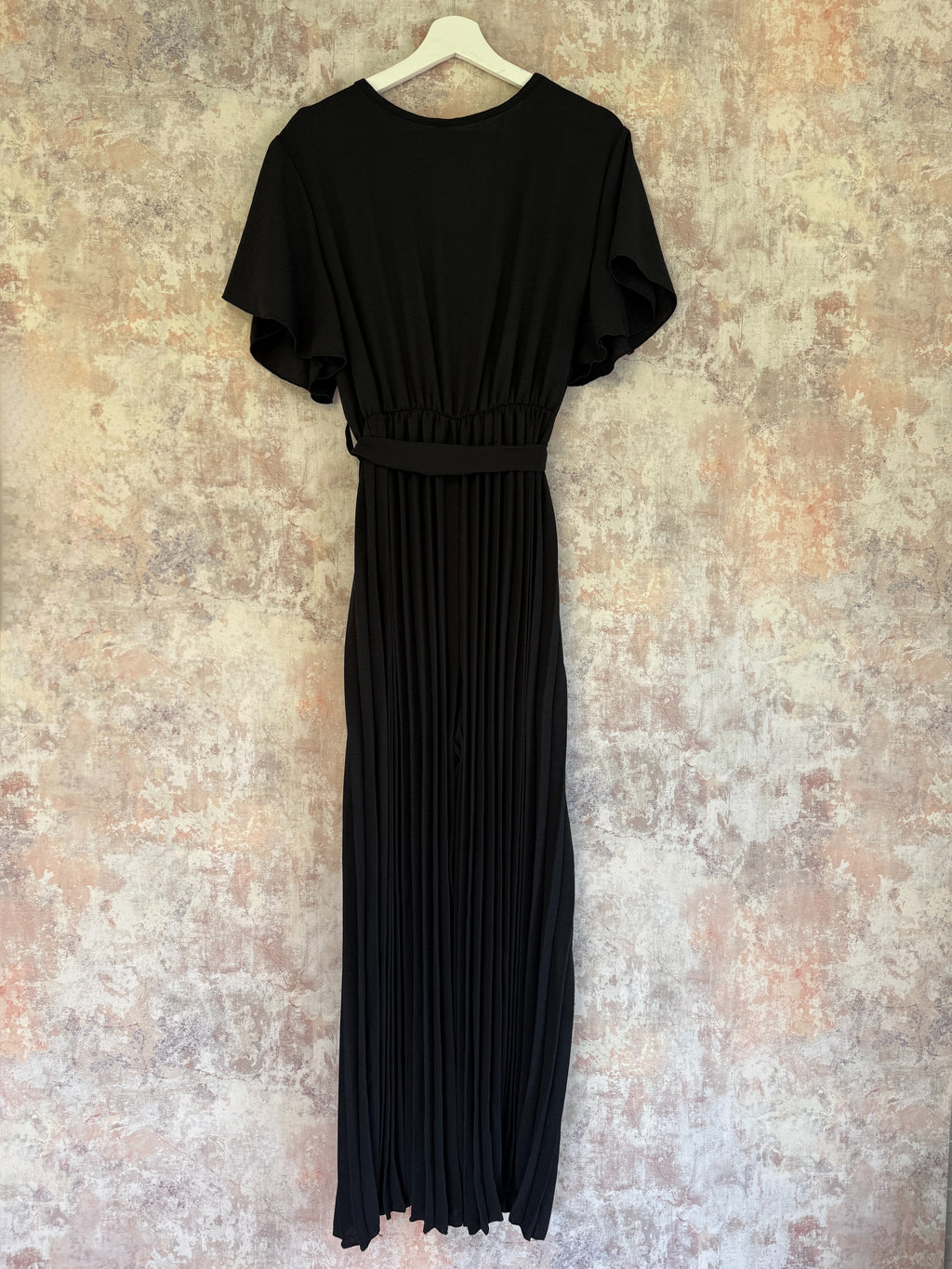 Pleated wide leg jumpsuit black