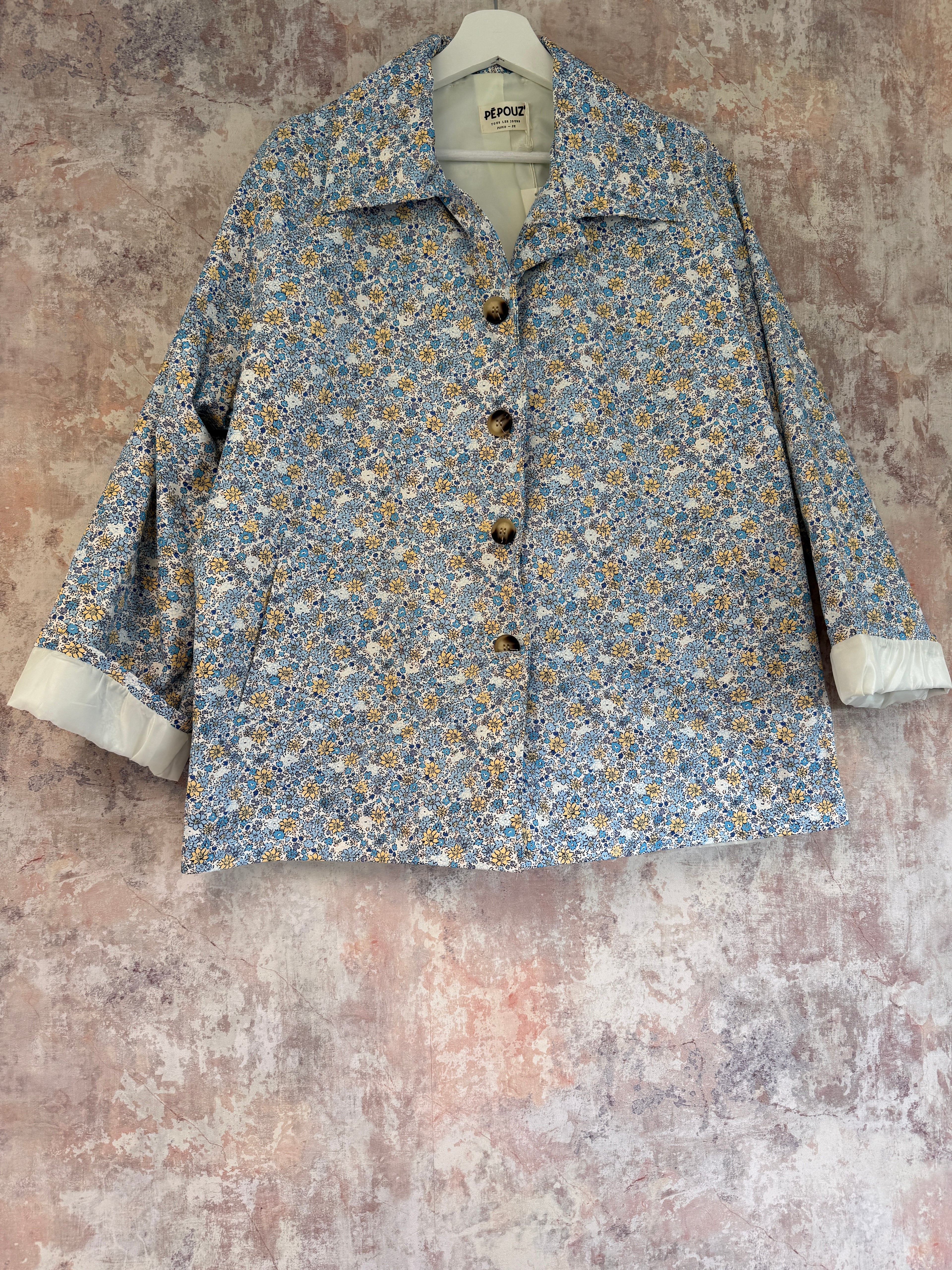 Floral Trench Blue