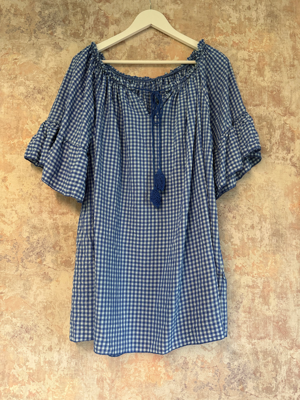 Royal blue check blouse