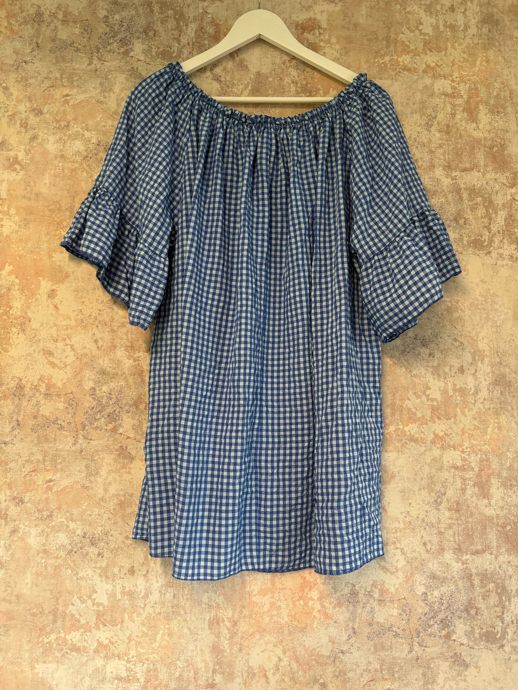 Royal blue check blouse