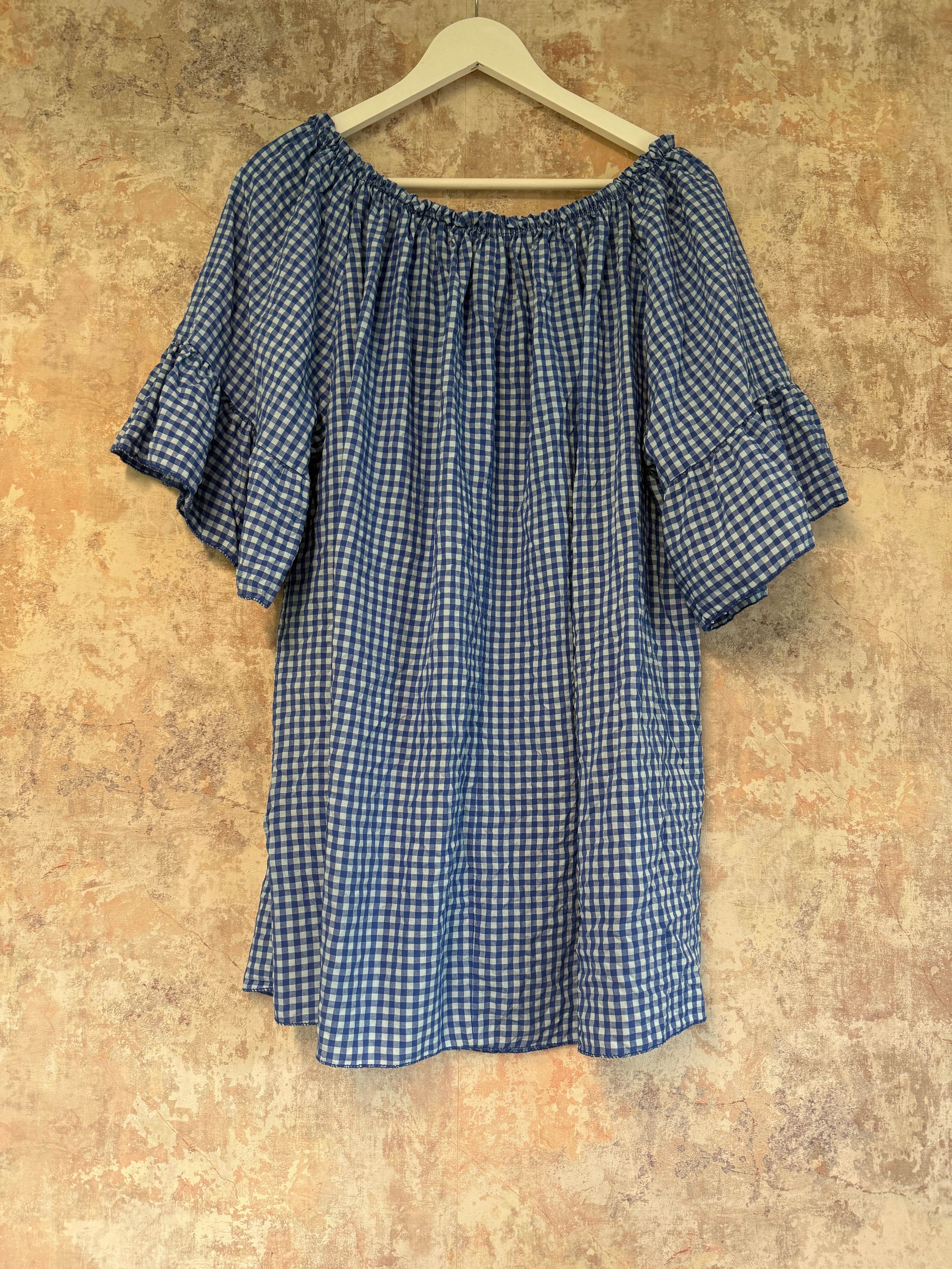 Royal blue check blouse