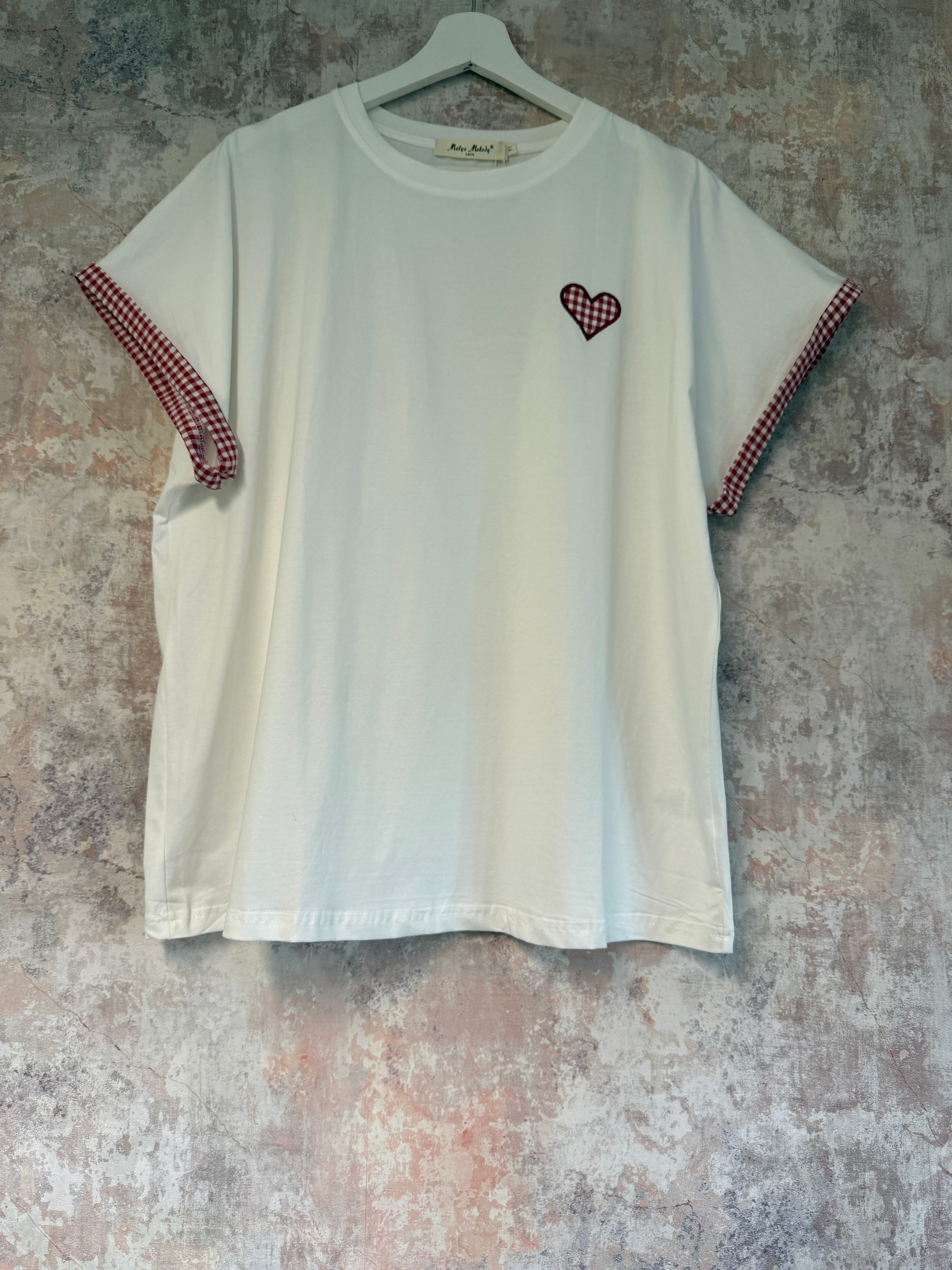 Cotton Gingham heart Tshirt