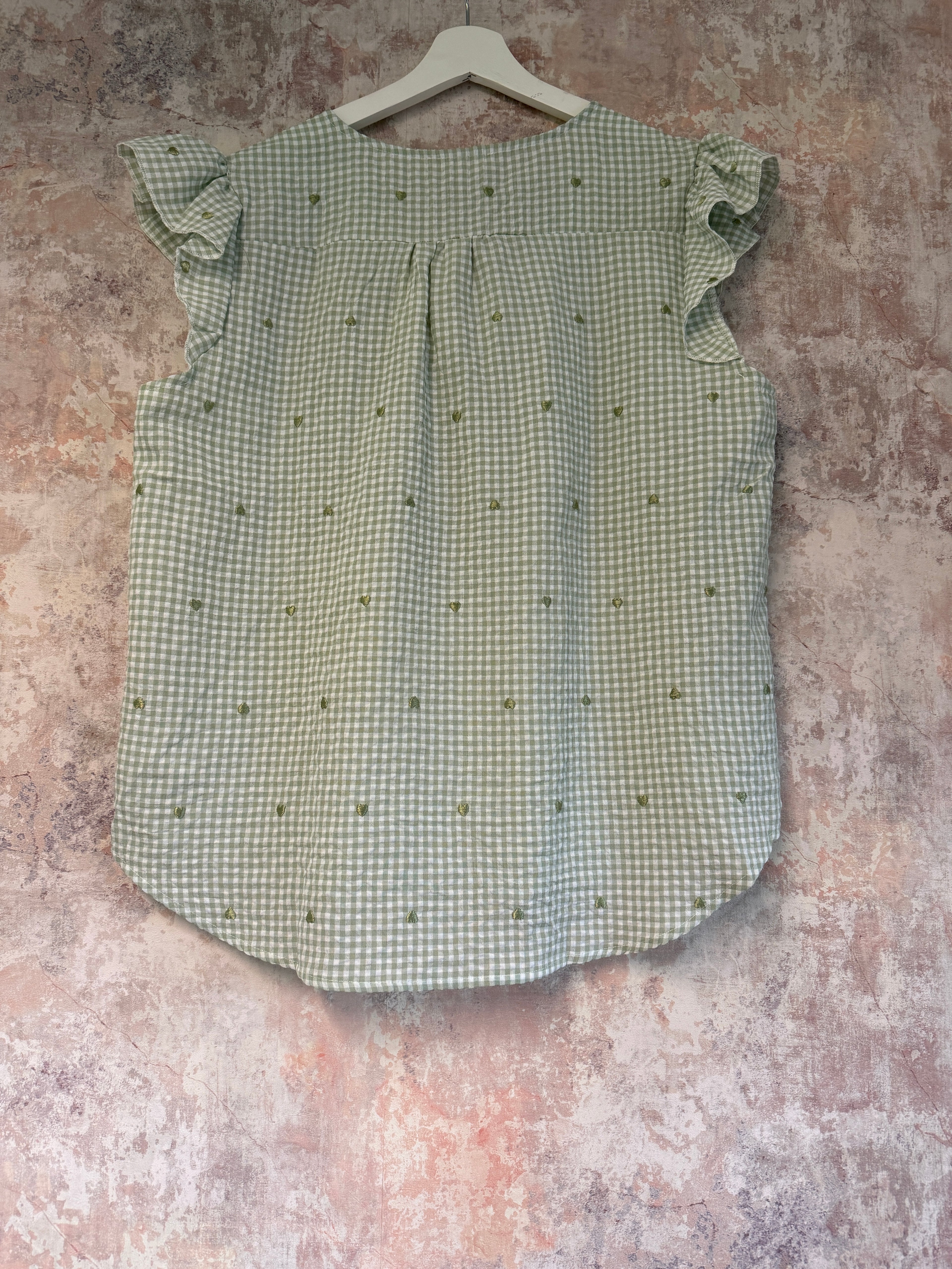 Gingham embroidered heart top