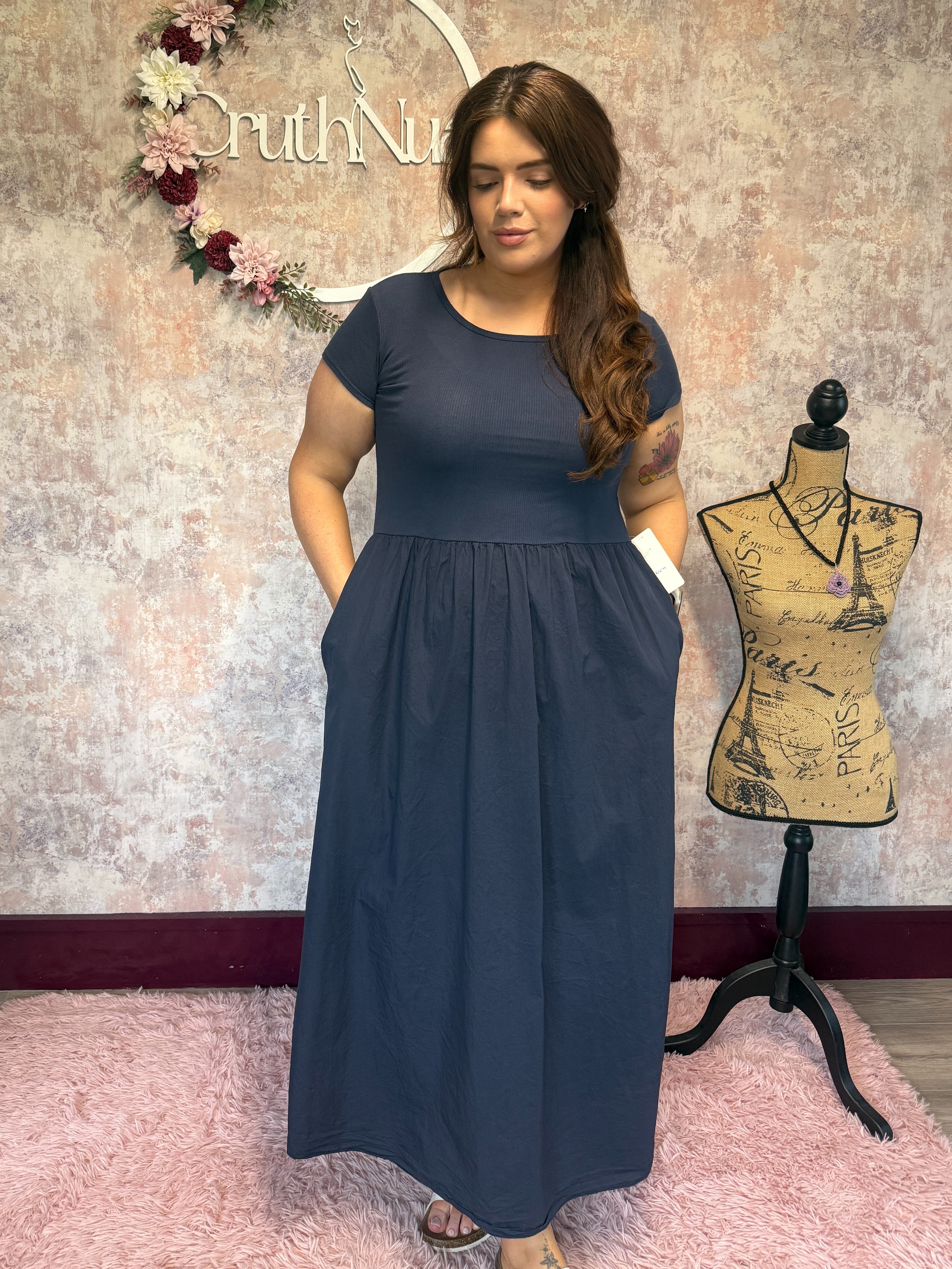 Cotton Maxi Dress Navy