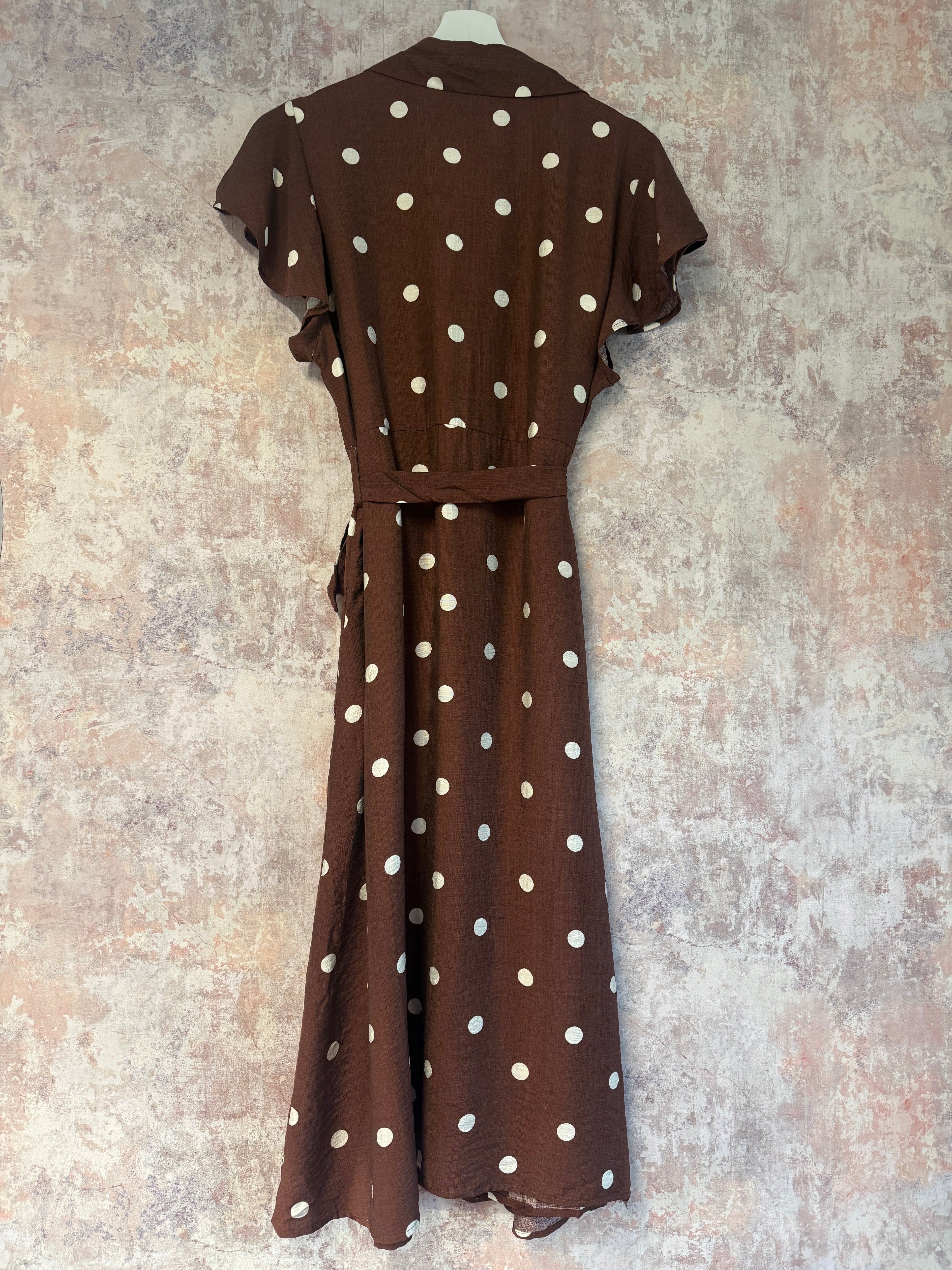 Polka Dot shirt Dress Brown and white