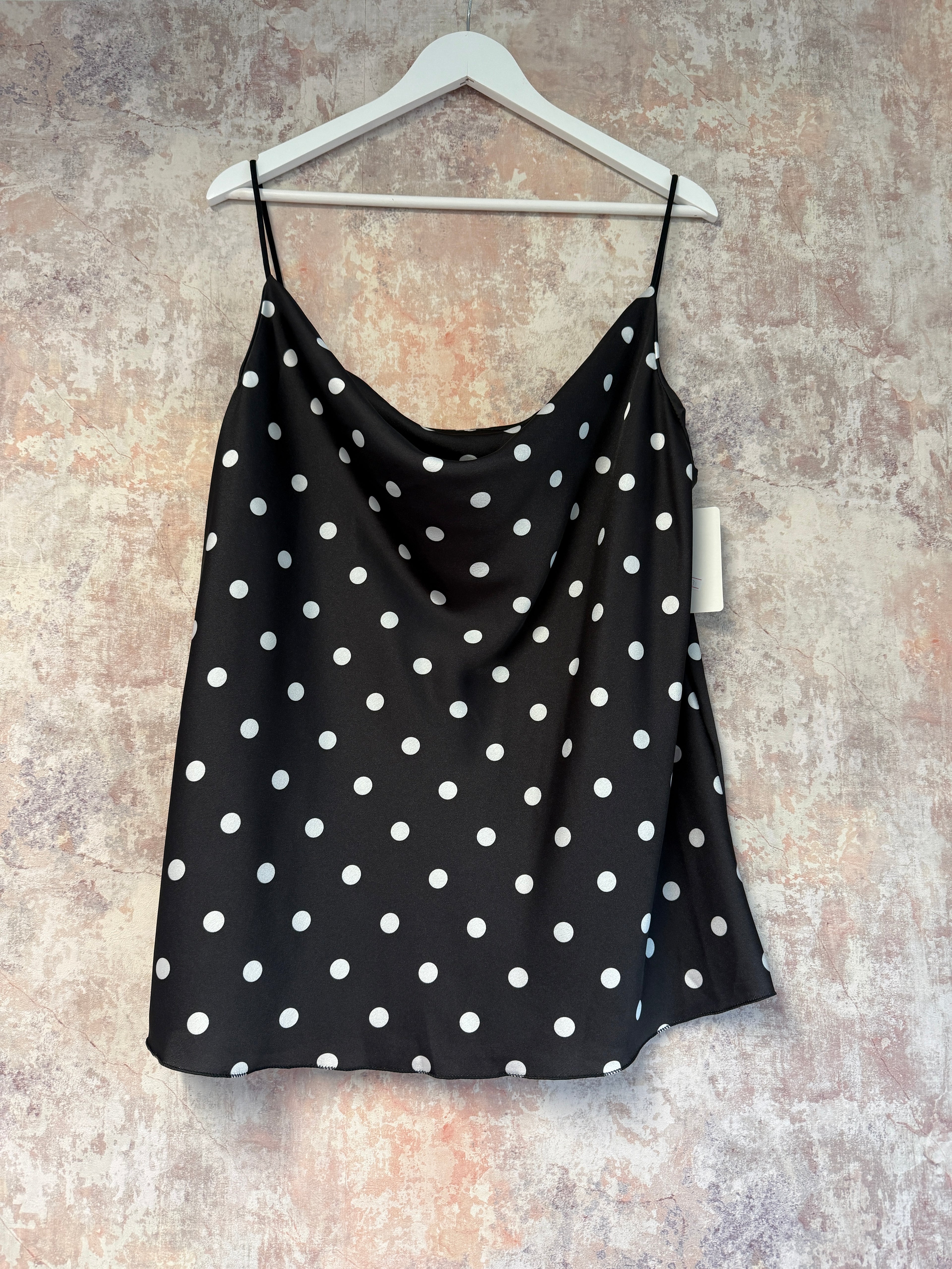 Cowl neck cami Polka Dot Black & White