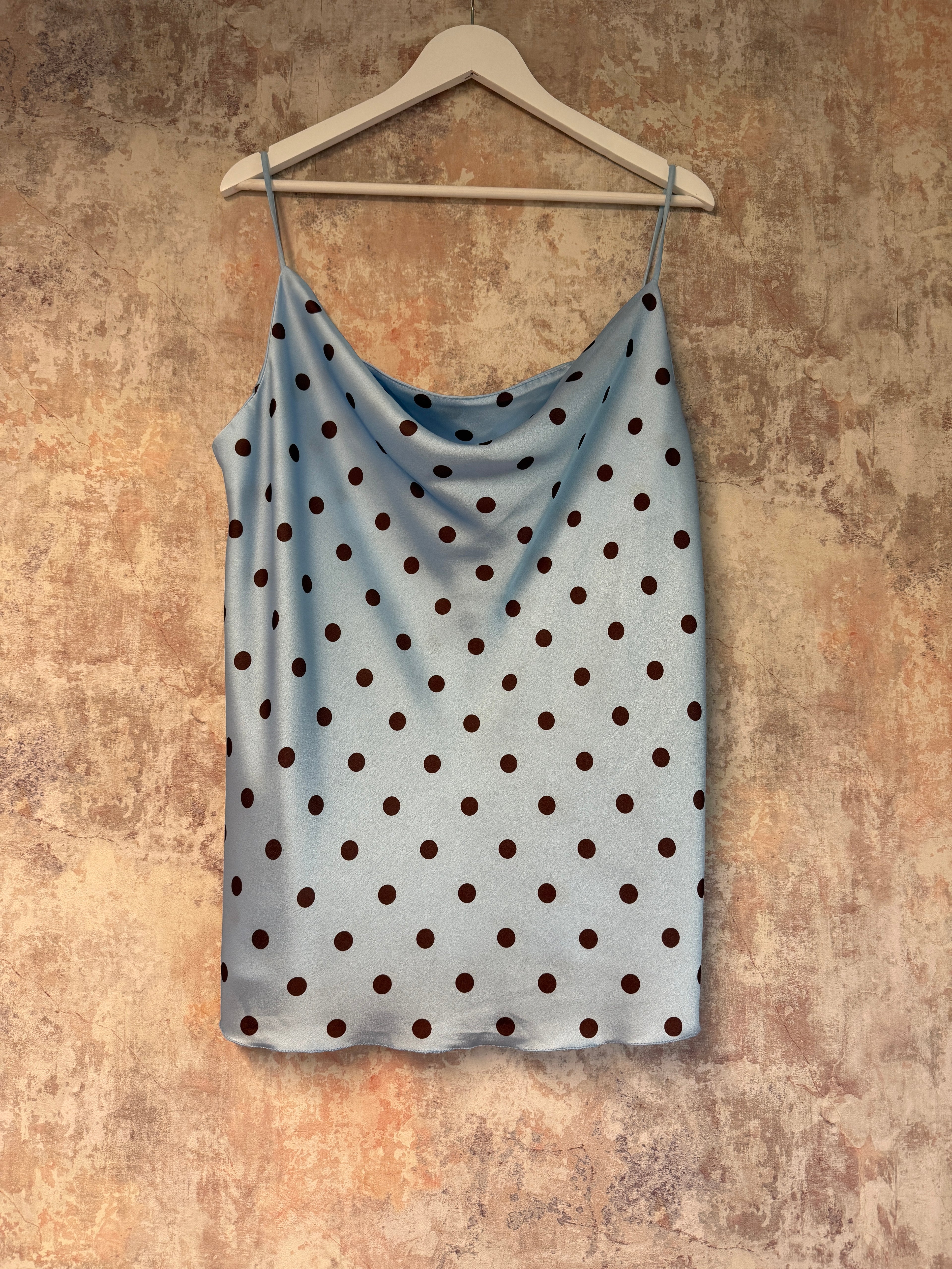 Cowl neck cami Polka Dot Blue & Brown