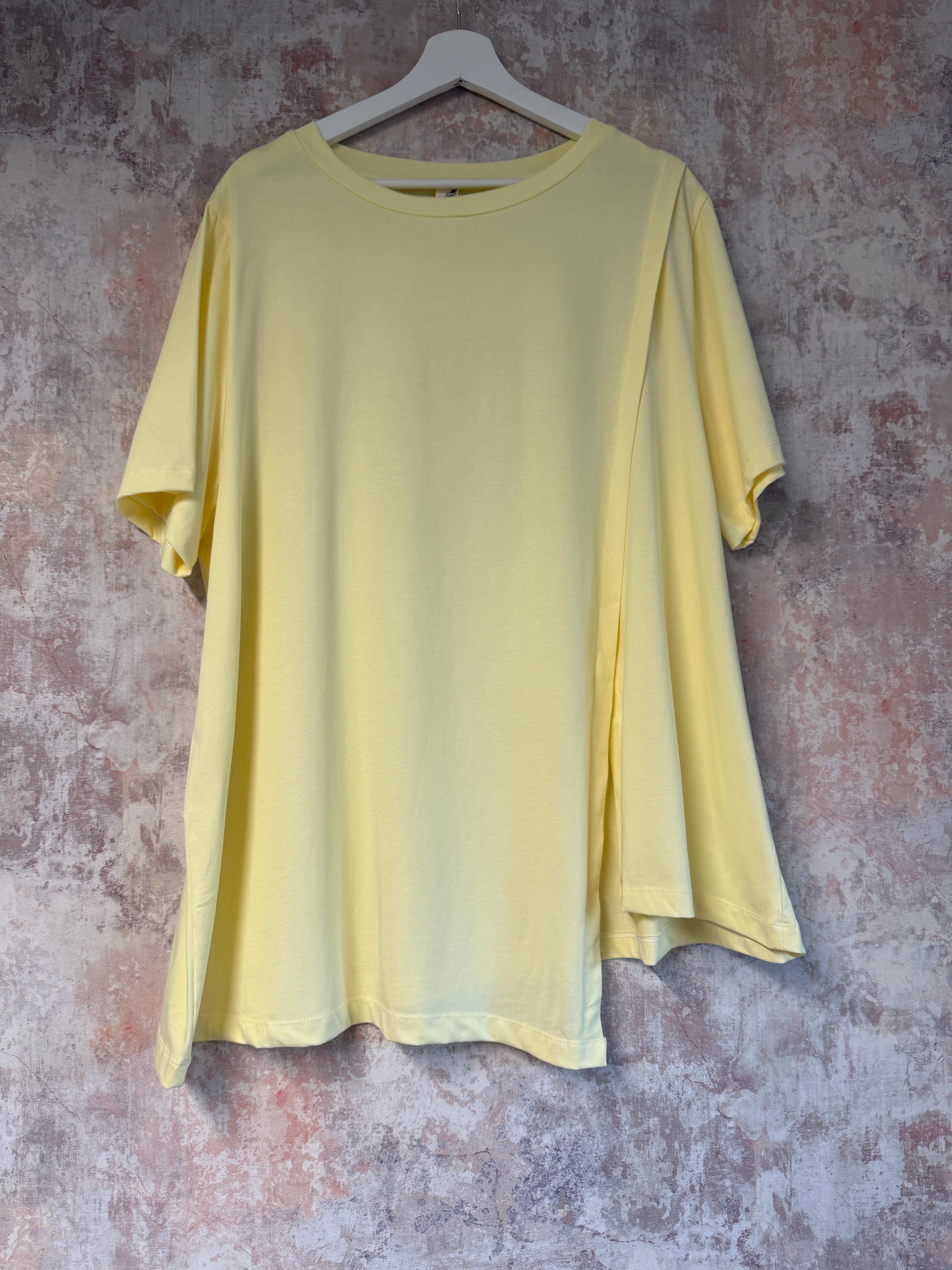 Cotton Slit Detail T-Shirt Lemon