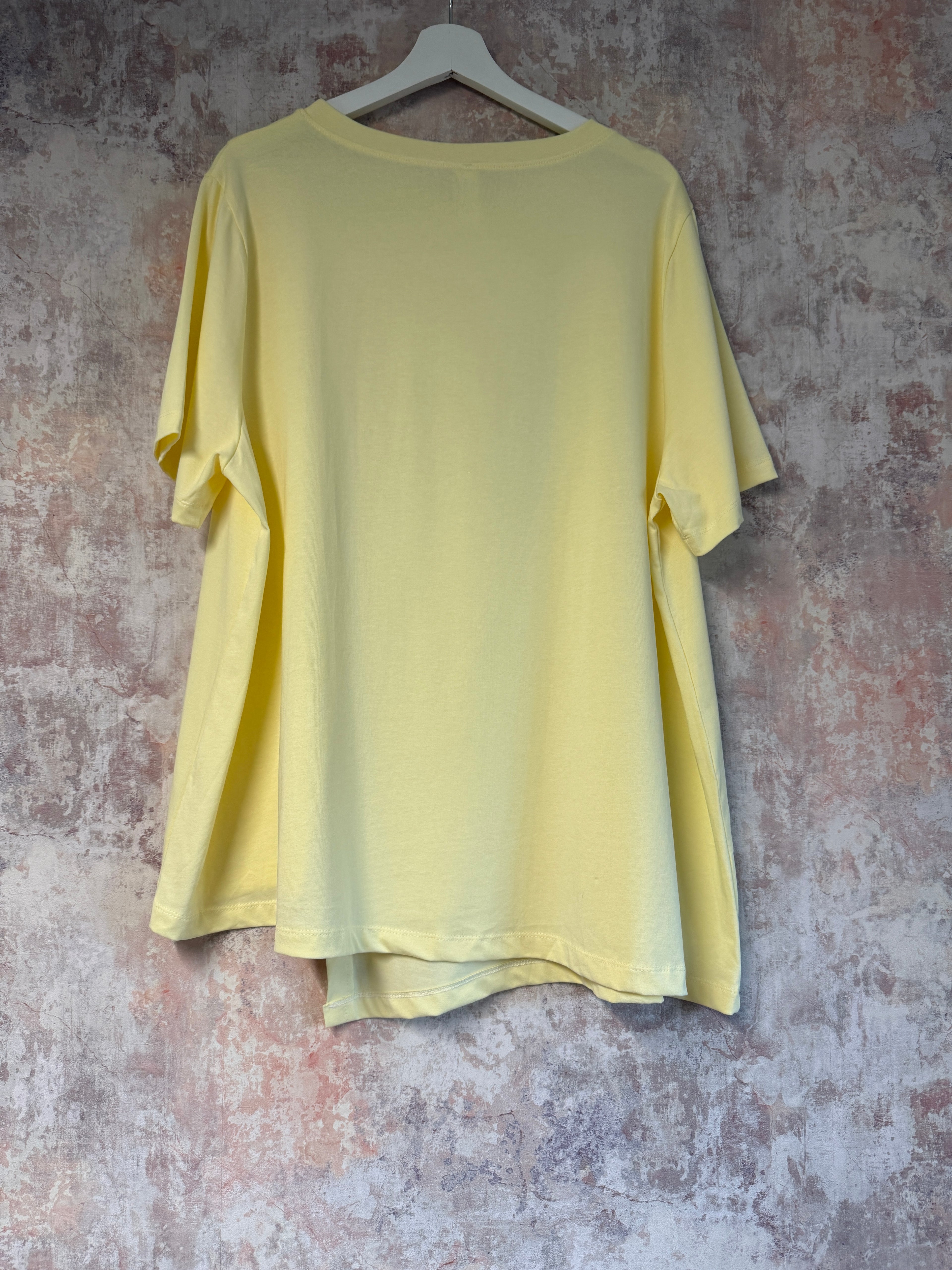 Cotton Slit Detail T-Shirt Lemon