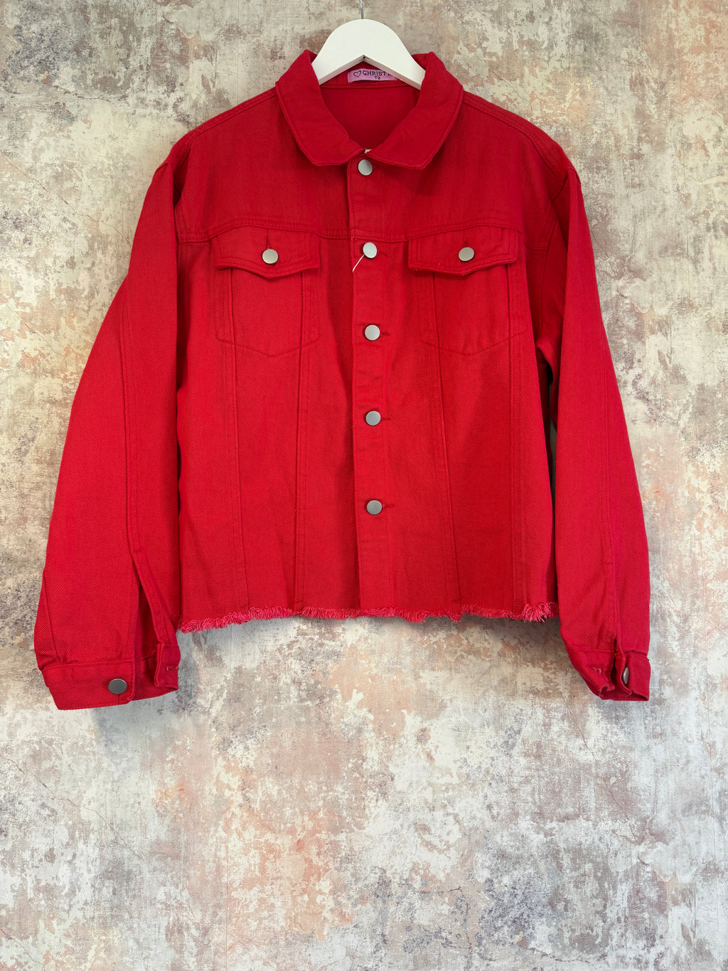 Freya cotton denim jacket Red