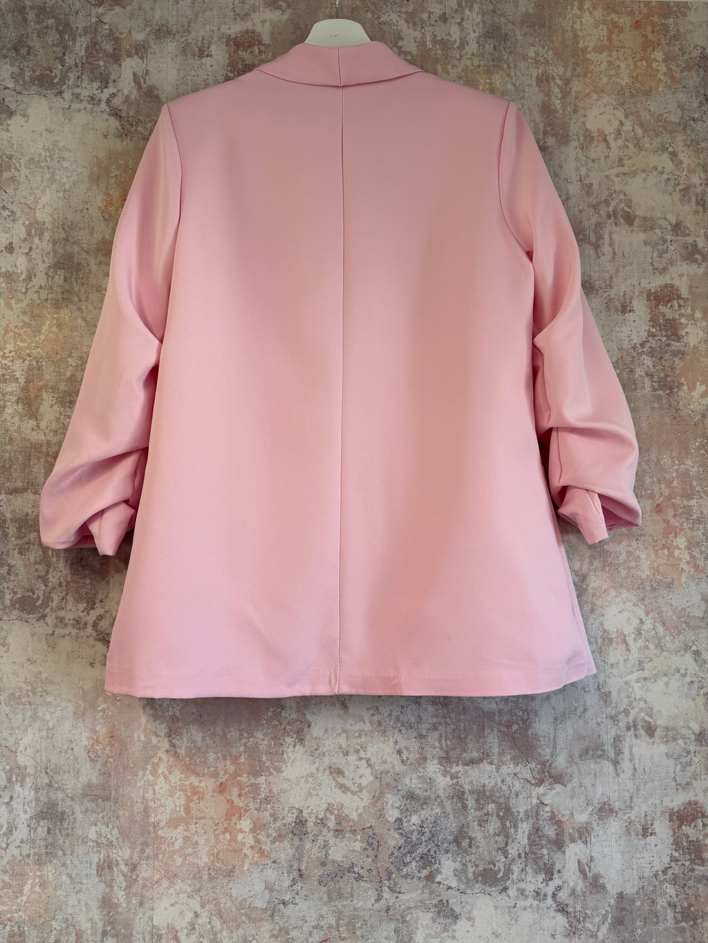 Ruched Sleeve Blazer Baby Pink