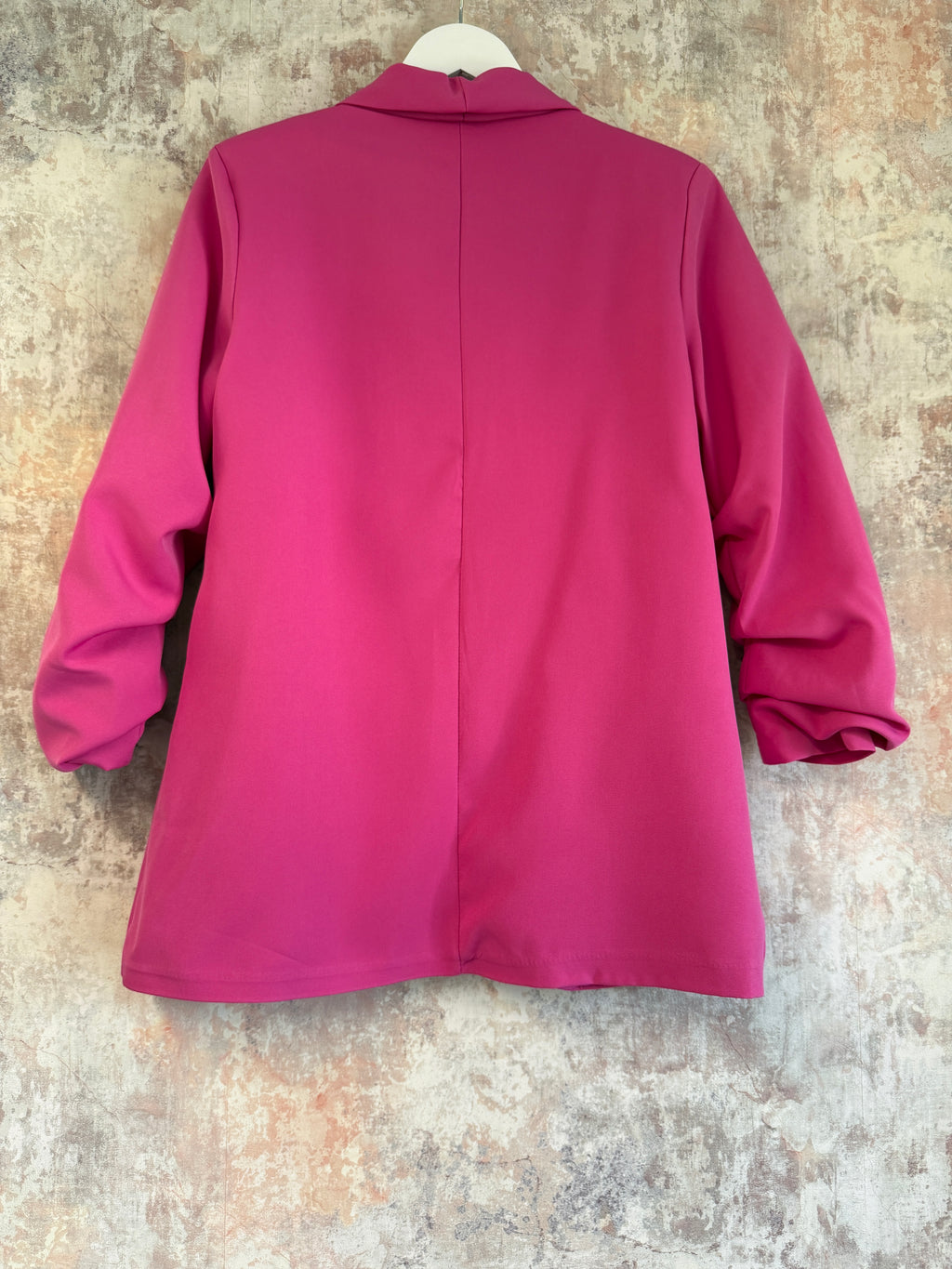 Ruched Sleeve Blazer Baby Cerise Pink
