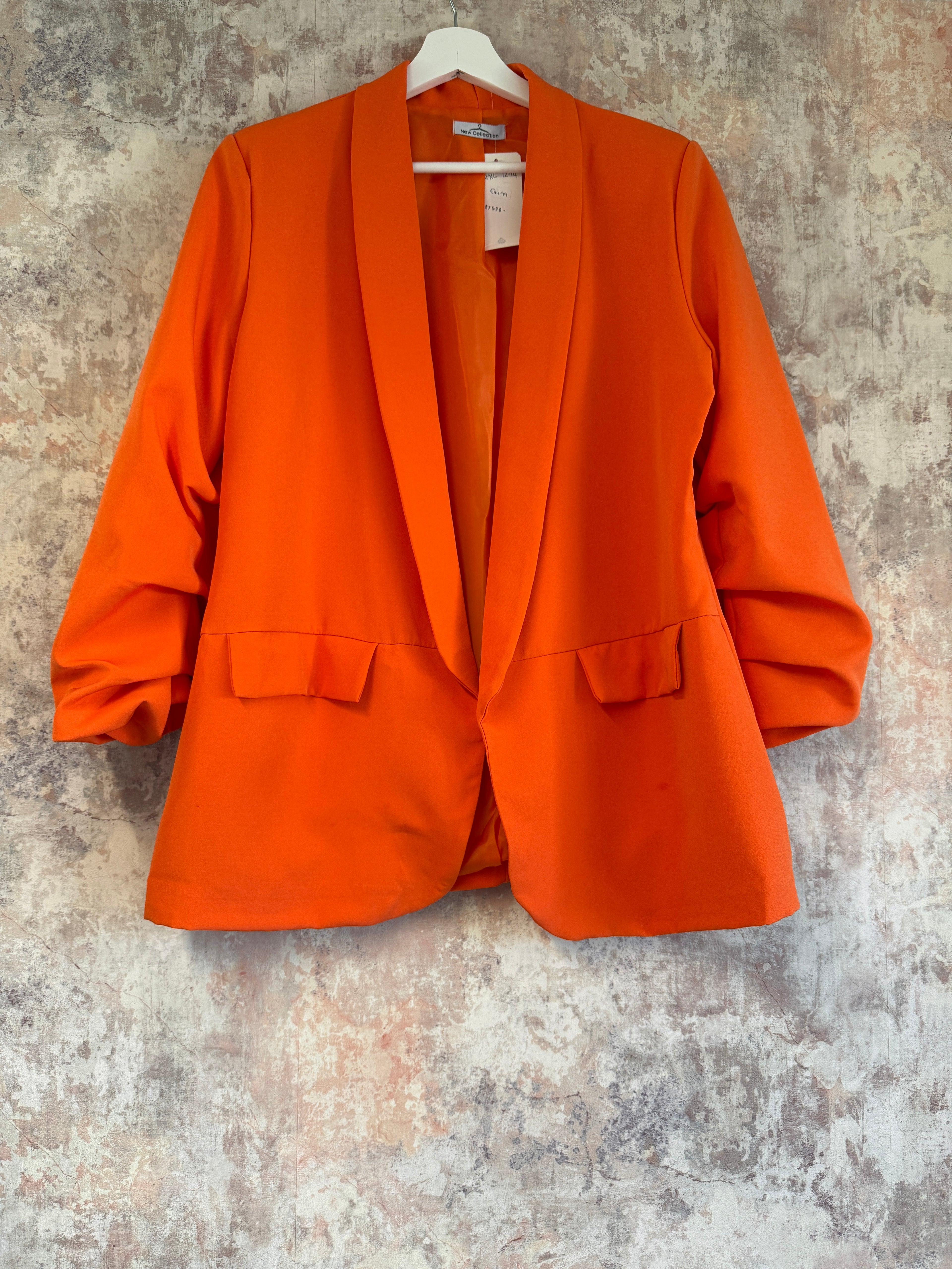 Ruched Sleeve Blazer Orange