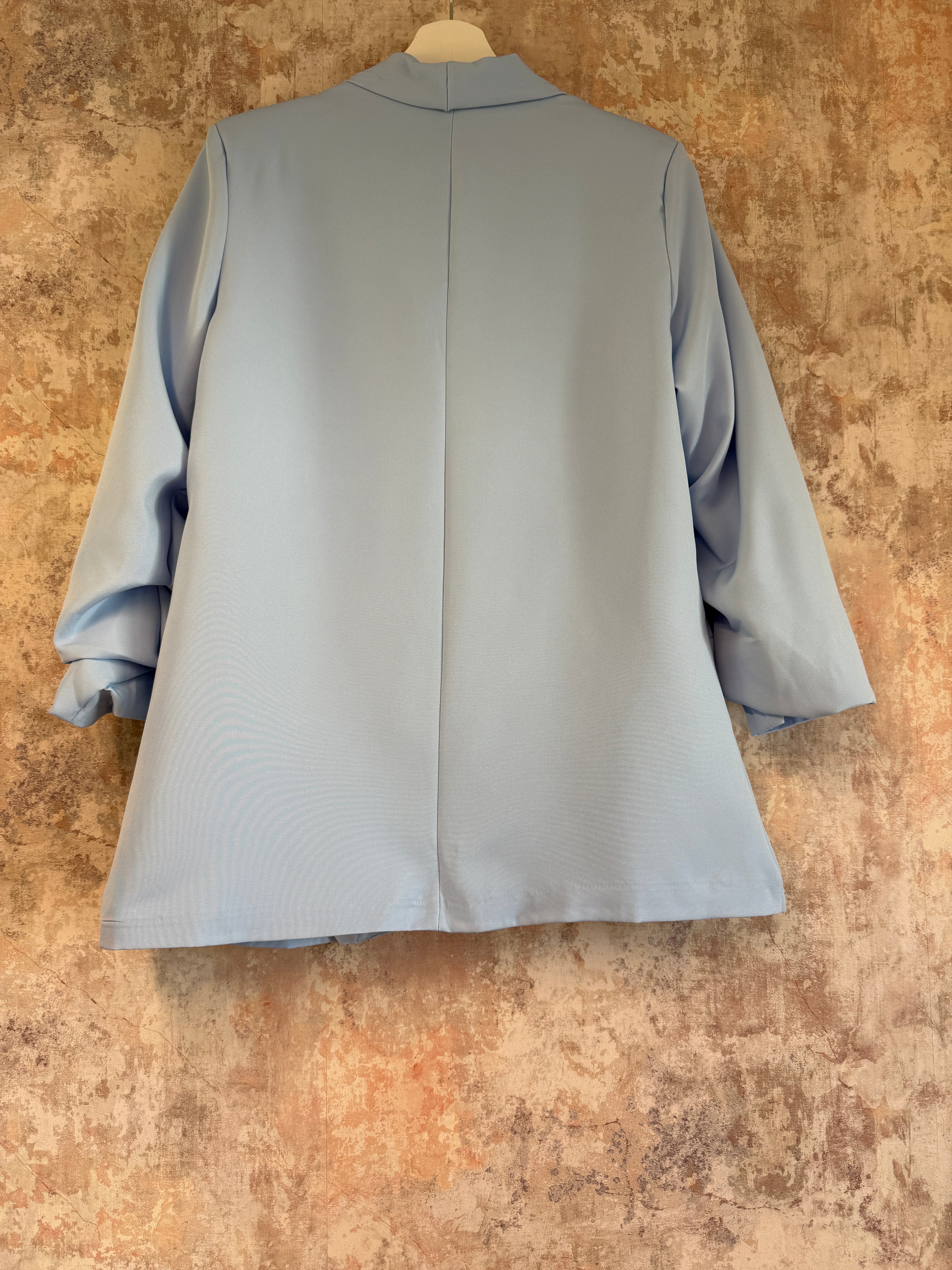 Ruched Sleeve Blazer Baby Blue