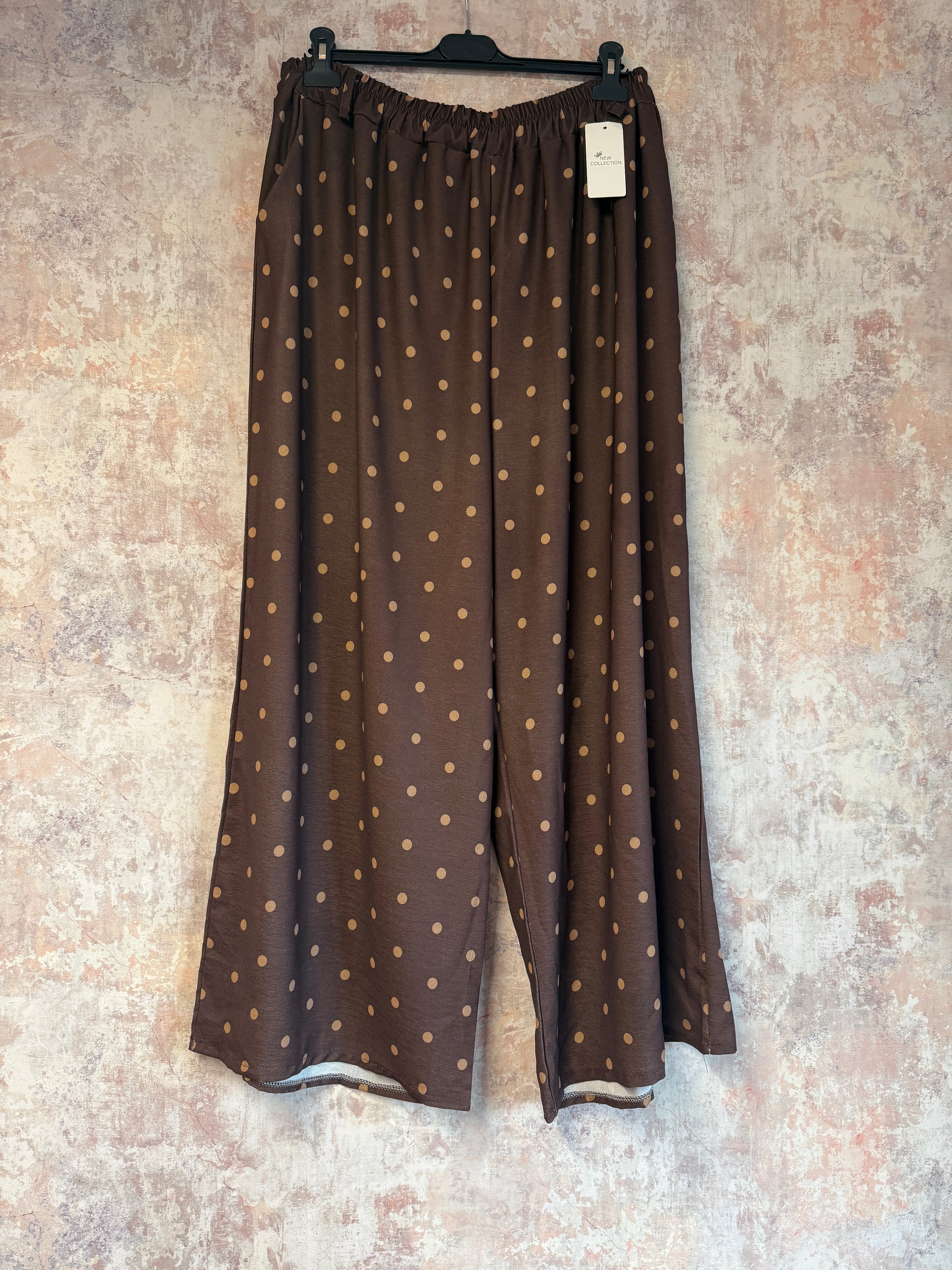 Brown and Carmel polka dot Palazzo Trousers