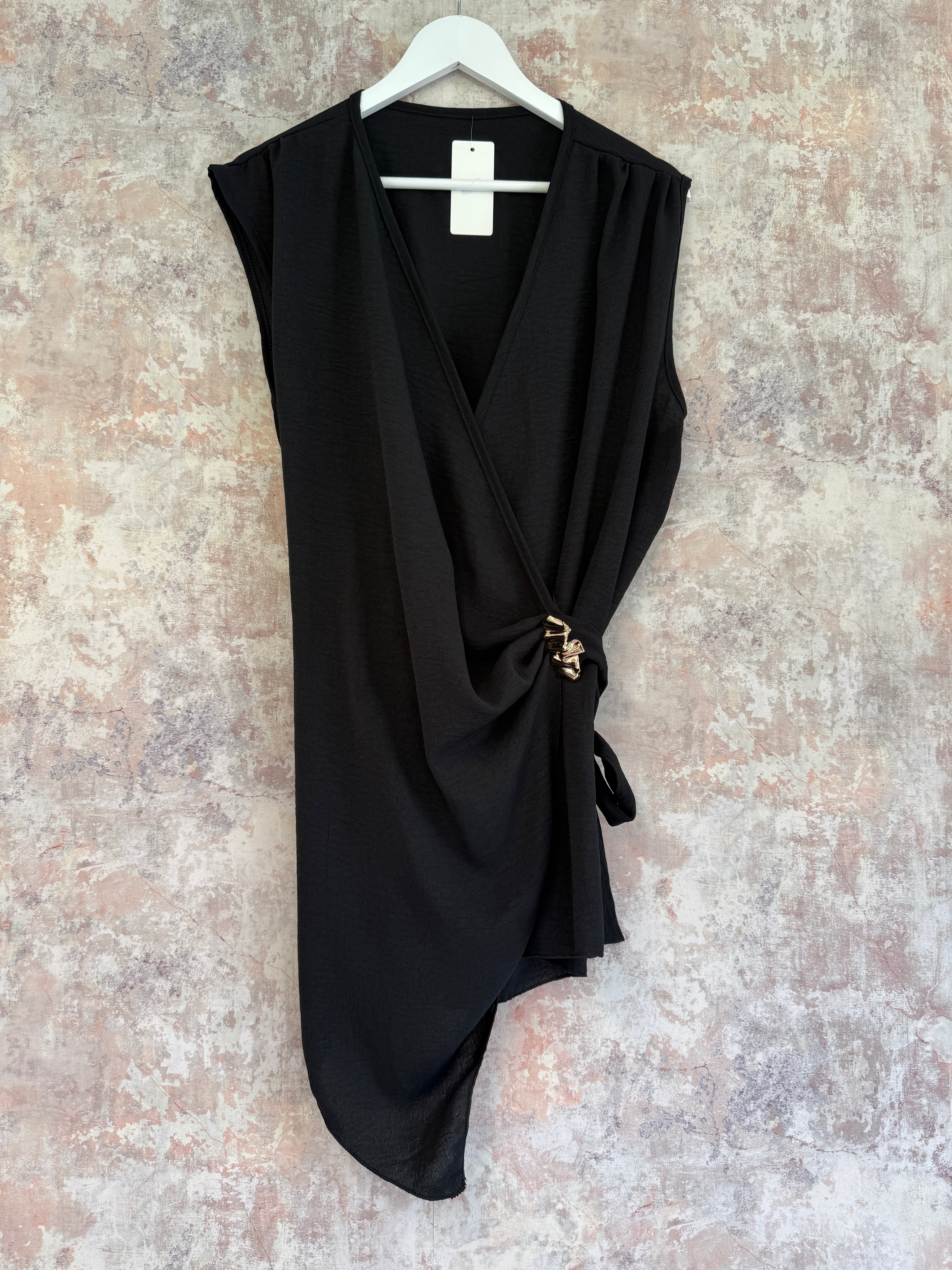 Gold Brooche wrap style blouse