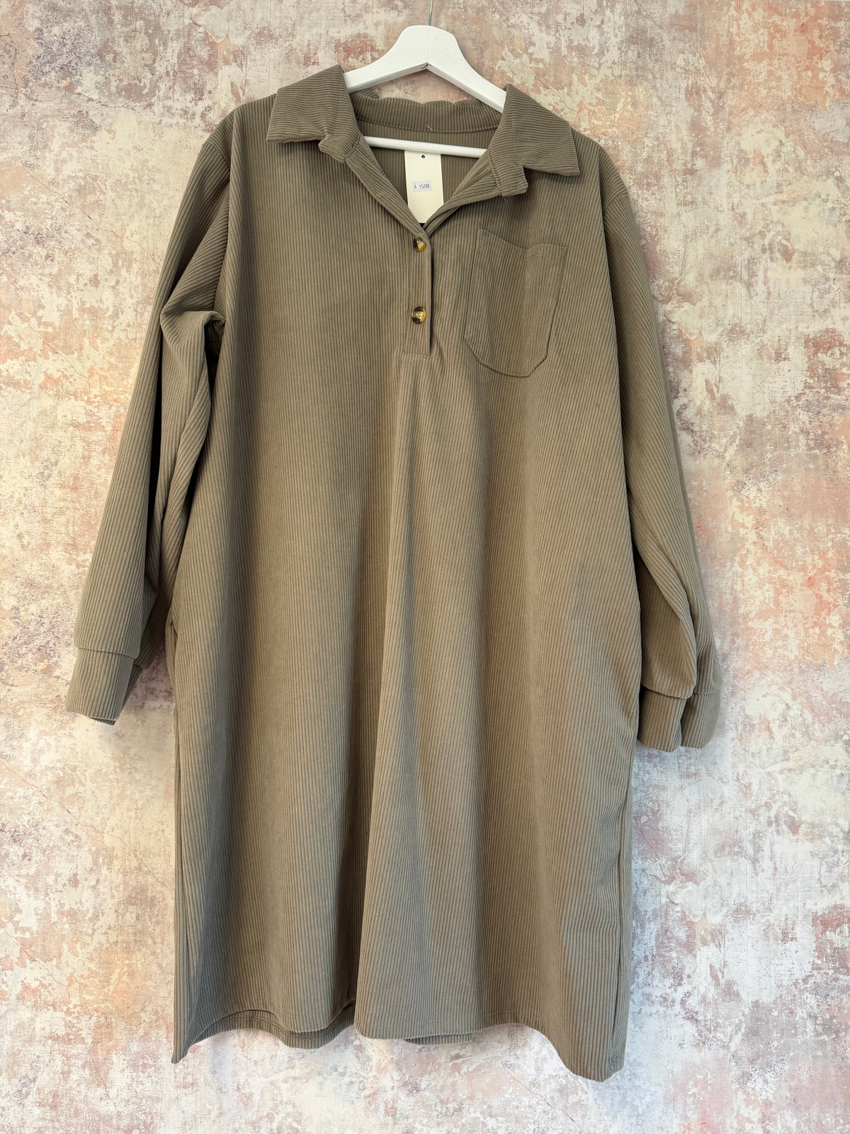 Corduroy Dress Taupe