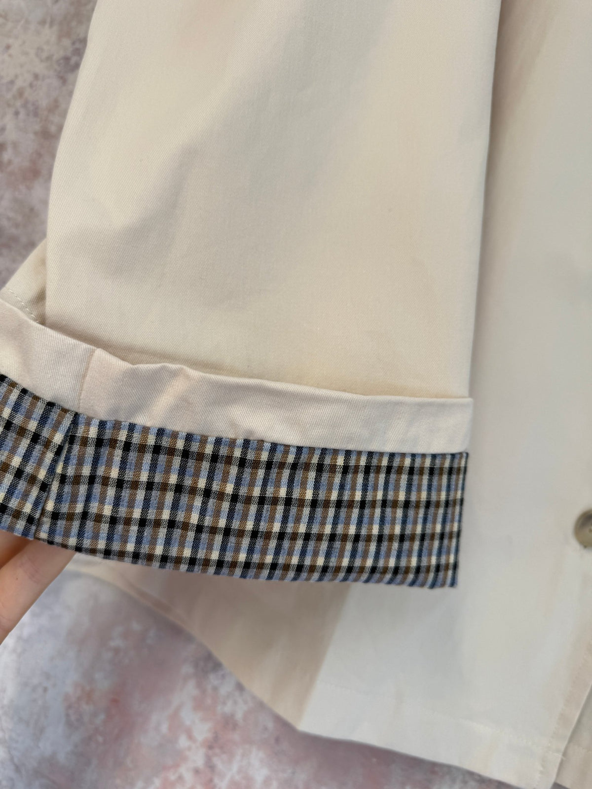 "Gimme Gingham" Trench Beige and Navy