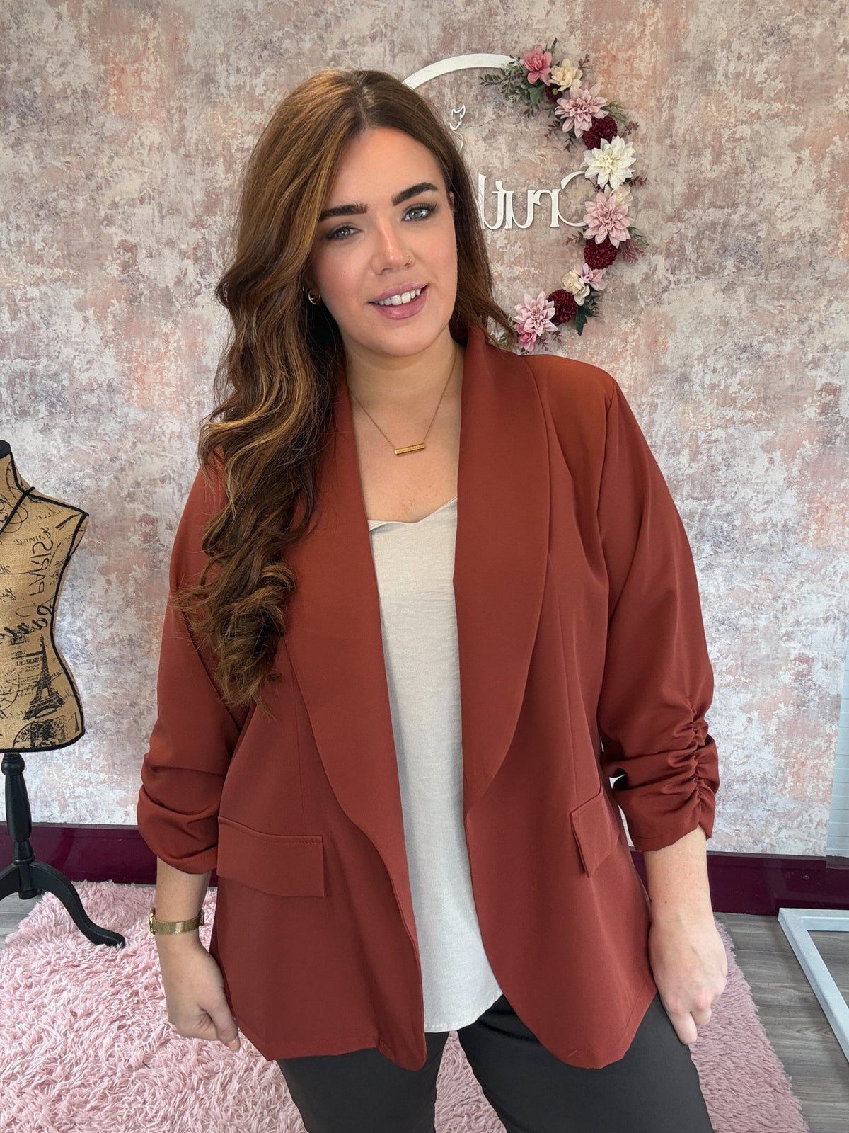 Lightweight Ruched Sleeve Blazer (6 Colours)